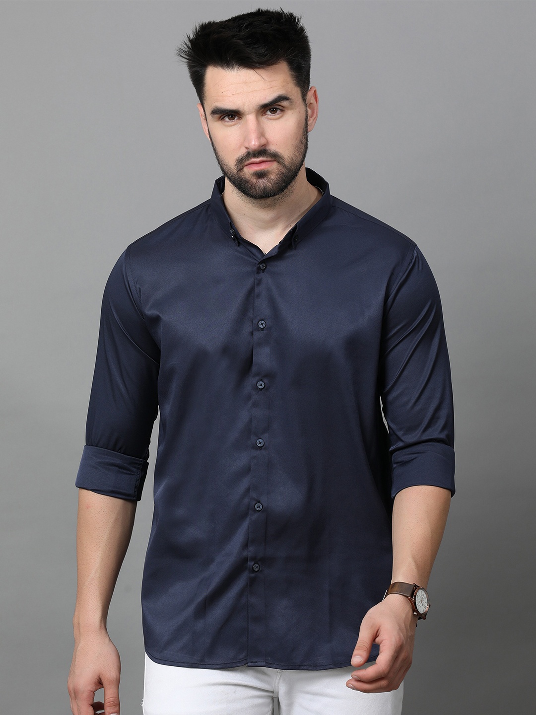 

Reslag Satin Casual Shirt, Navy blue