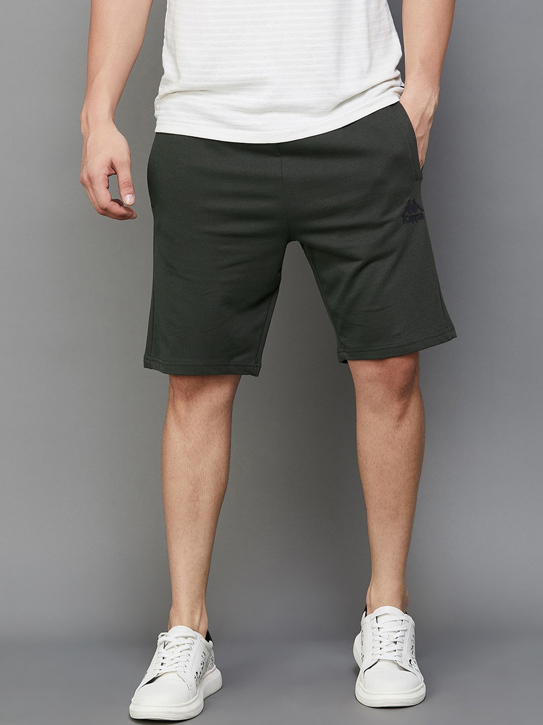 

Kappa Men Mid-Rise Cotton Shorts, Olive