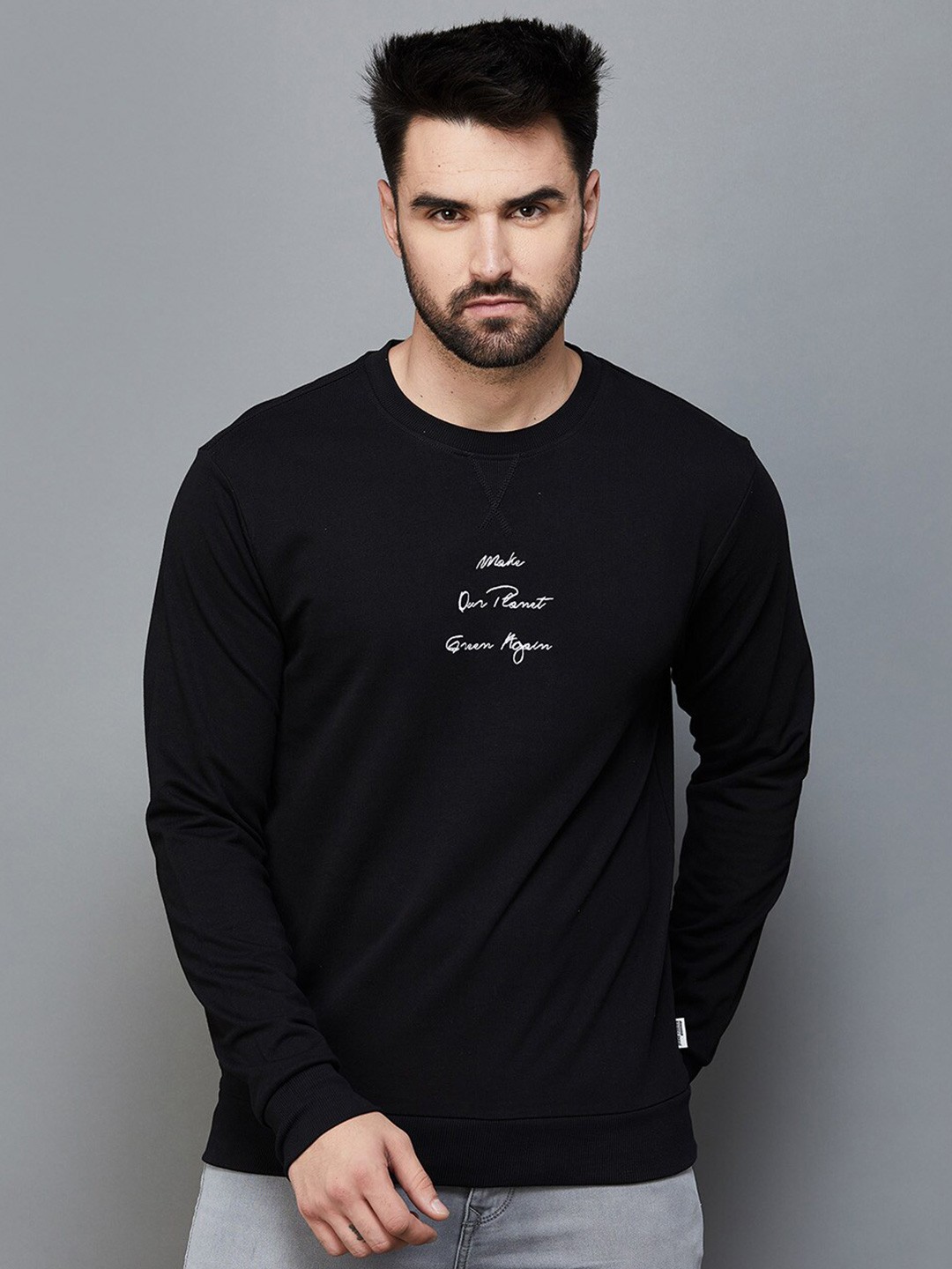 

Fame Forever by Lifestyle Long Sleeve Pure Cotton Pullover, Black
