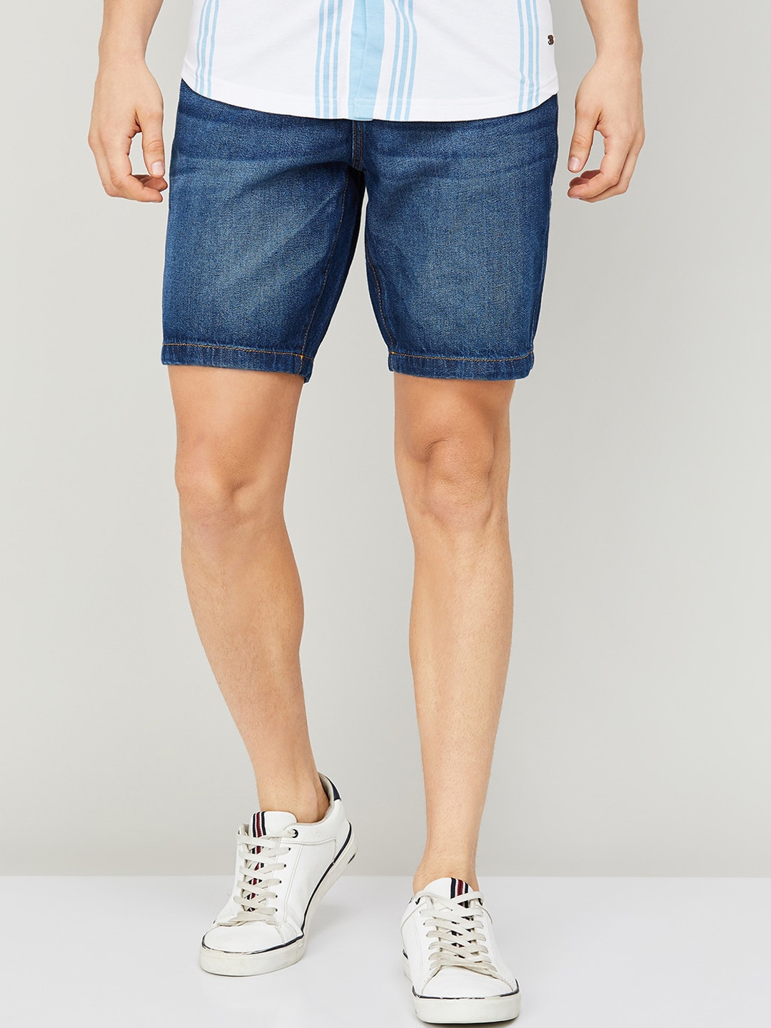 

Fame Forever by Lifestyle Men Washed Slim Fit Denim Shorts, Blue