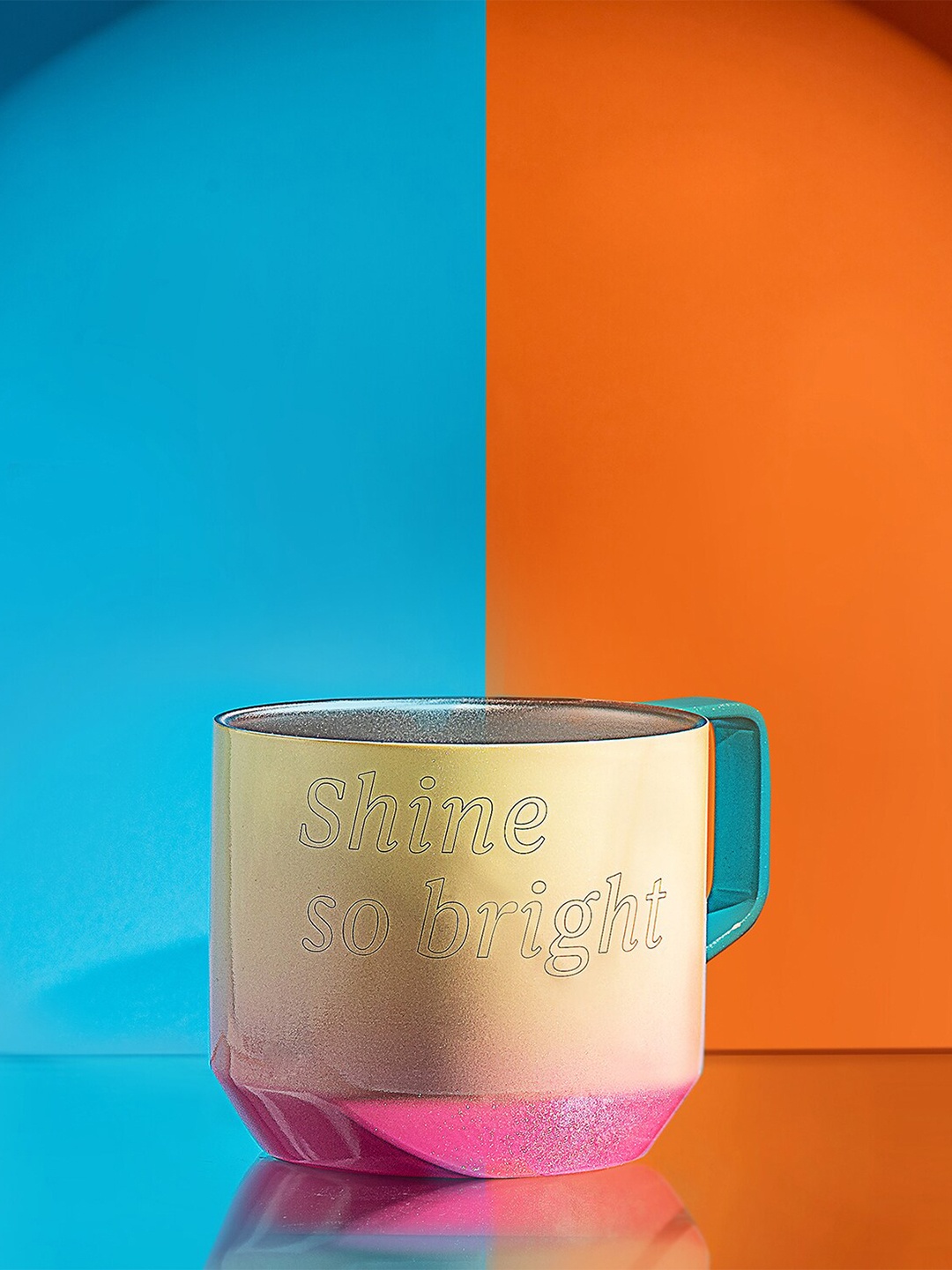

Starbucks Yellow & Pink Printed Stainless Steel Glossy Mug - 340 ML