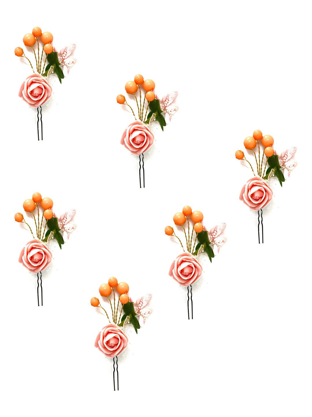 

Hair Flare Set of 6 Beaded U Pins, Peach