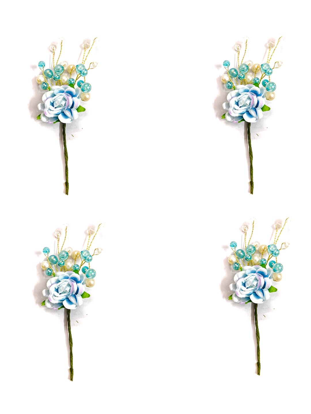 

Hair Flare Set of 4 Floral Embellished Hair Accessory Set, Blue