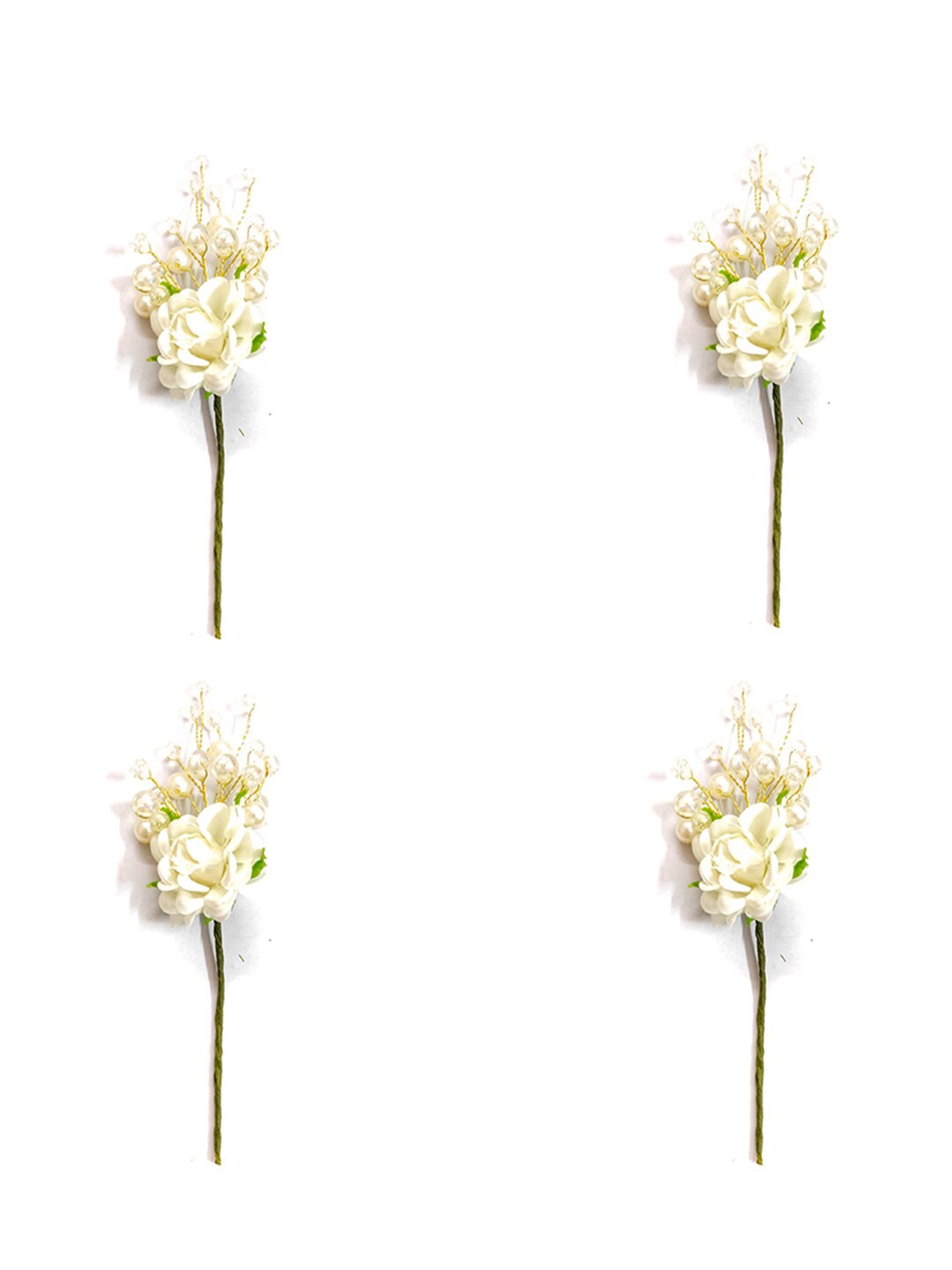 

Hair Flare Women Set of 4 Embellished U Pins, White