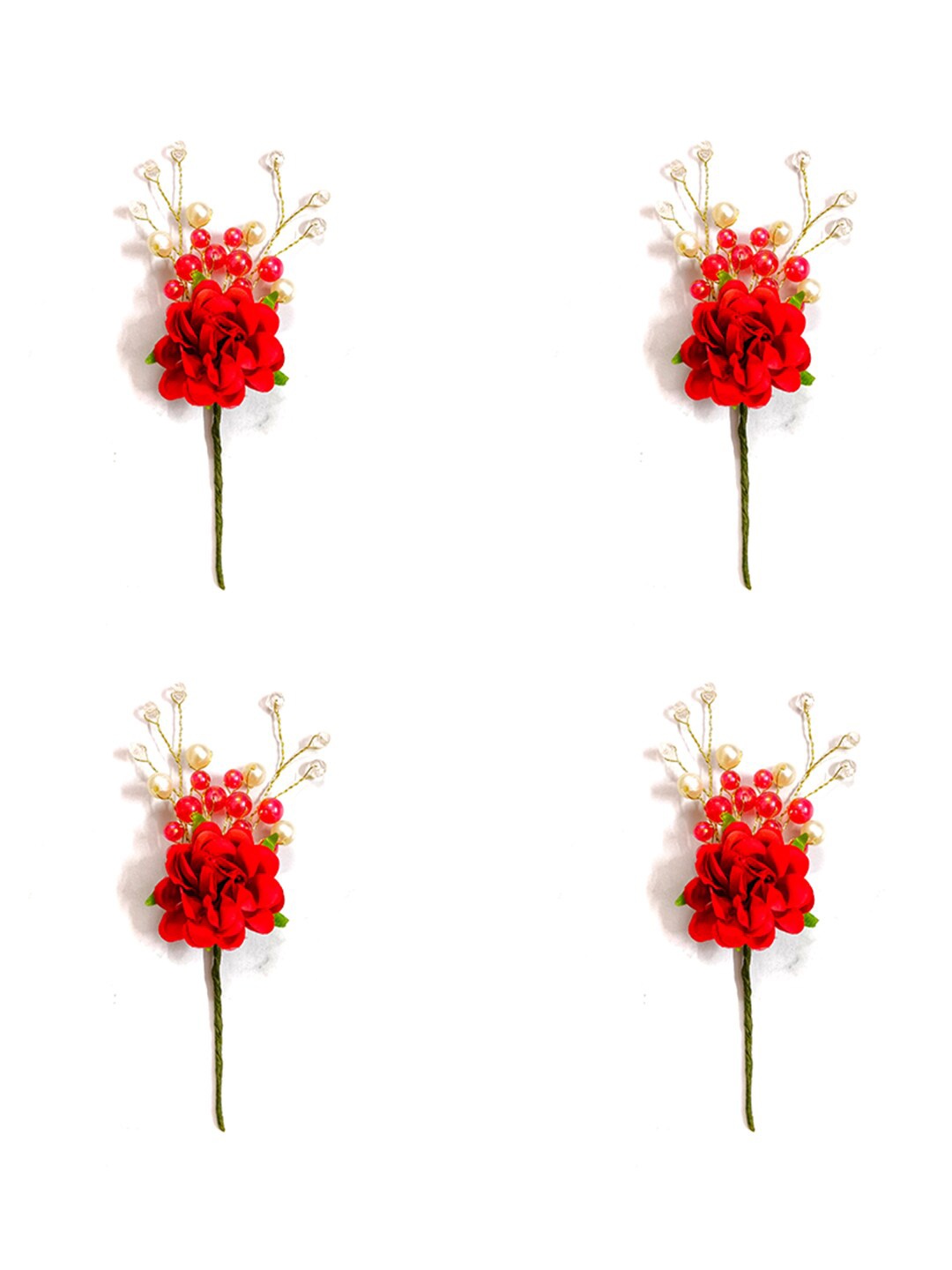 

Hair Flare Women Set of 4 Embellished Hair Accessory Set, Red
