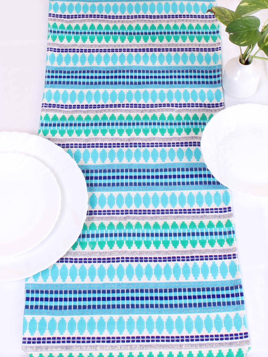 

STITCHNEST Blue & White Striped Table Runners