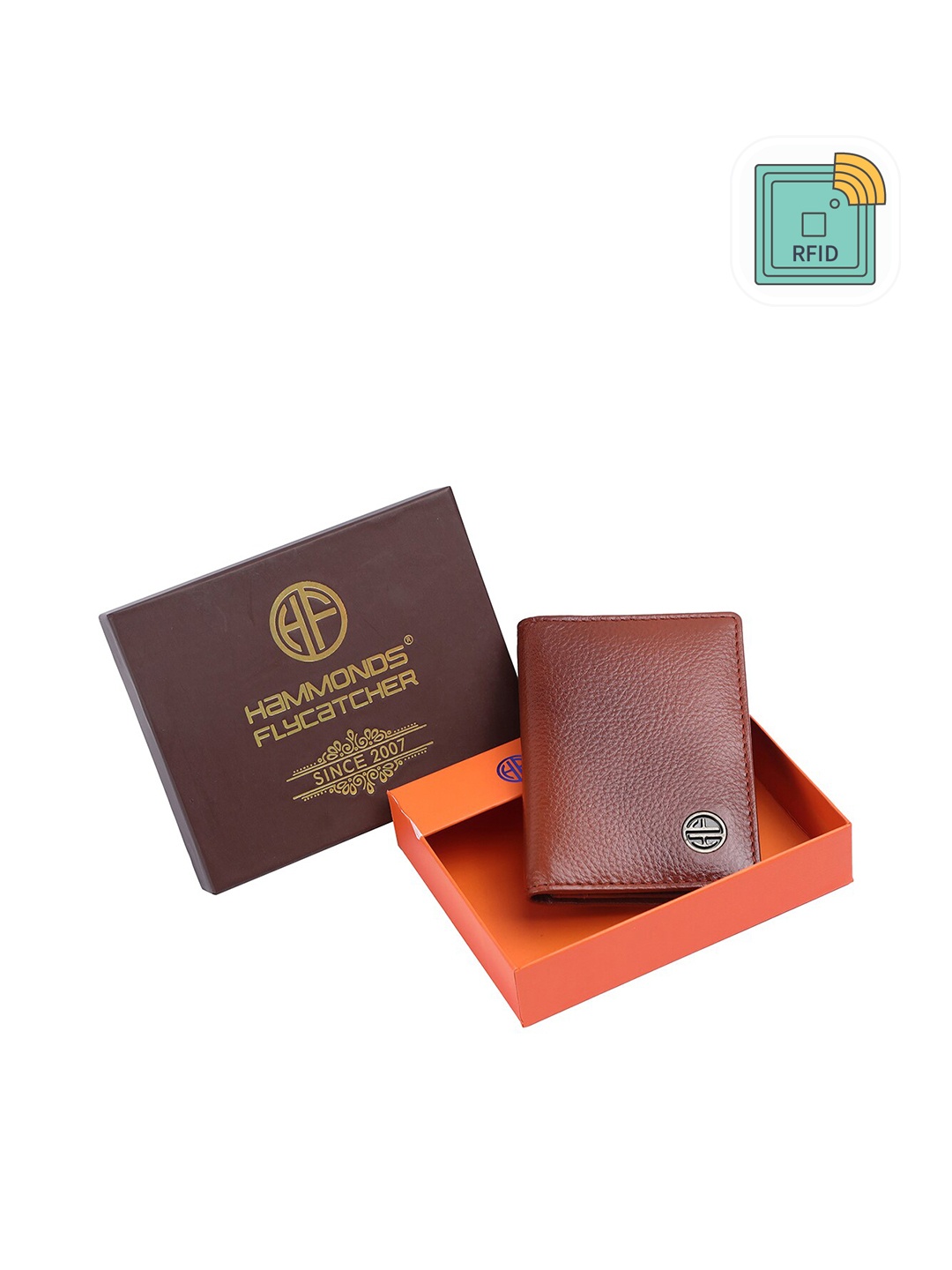 

HAMMONDS FLYCATCHER Men Textured RFID Protected Leather Card Holder, Tan