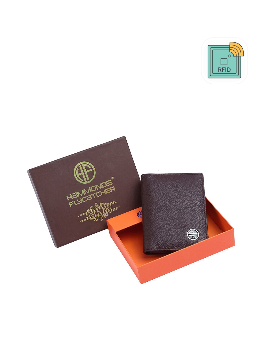 

HAMMONDS FLYCATCHER Men Textured RFID Protected Leather Card Holder, Brown