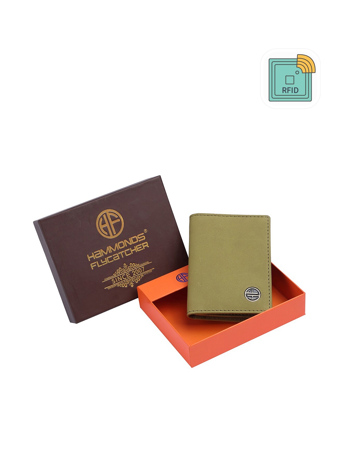 

HAMMONDS FLYCATCHER Textured Leather Card Holder, Green