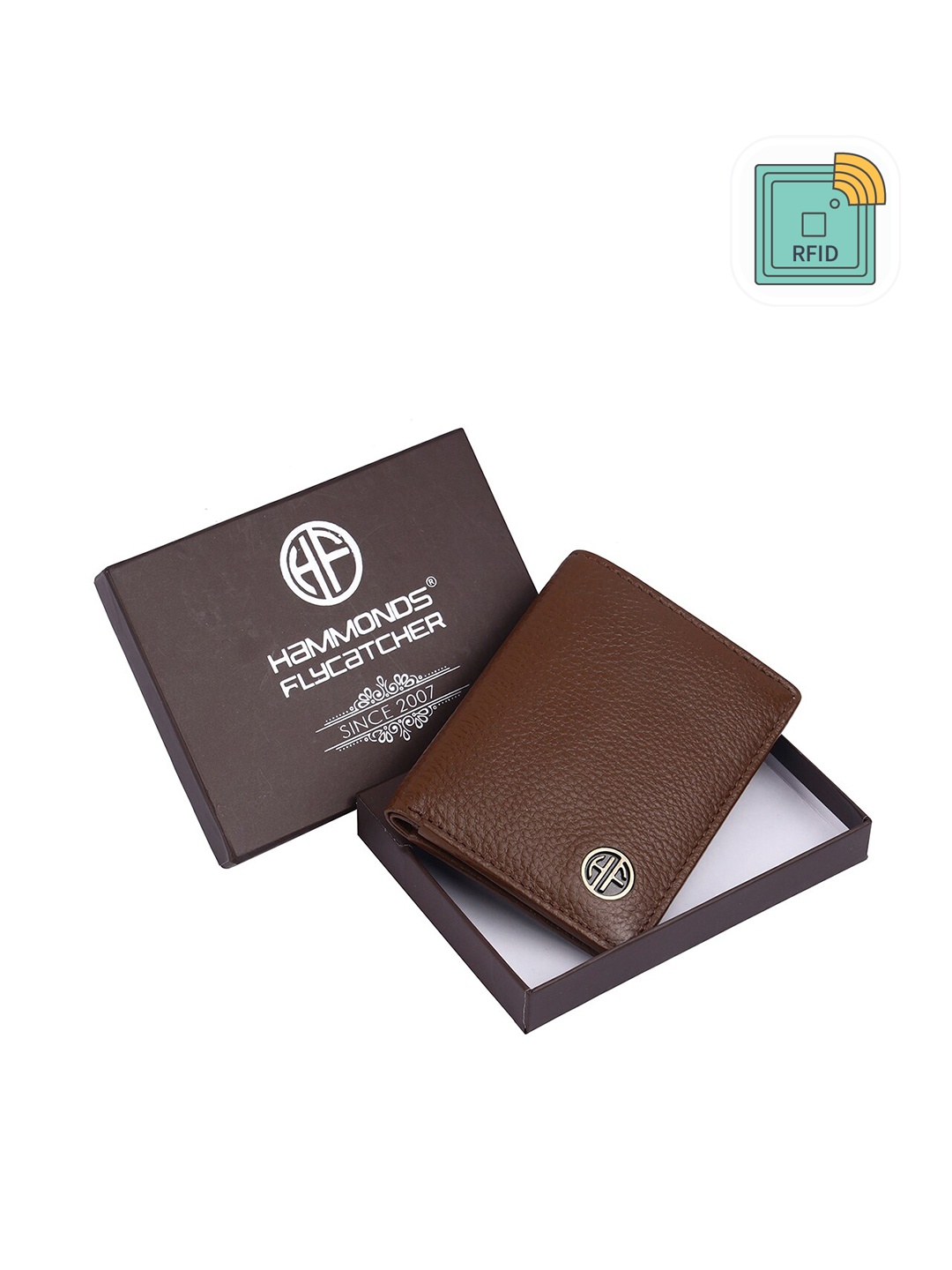 

HAMMONDS FLYCATCHER Textured Leather Card Holder, Brown