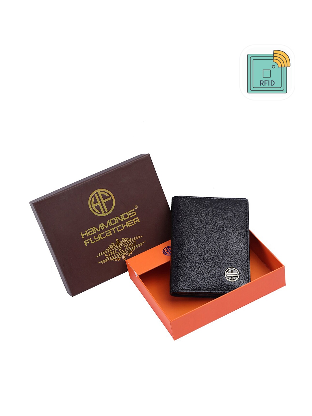 

HAMMONDS FLYCATCHER Men Textured RFID Protected Leather Card Holder, Black