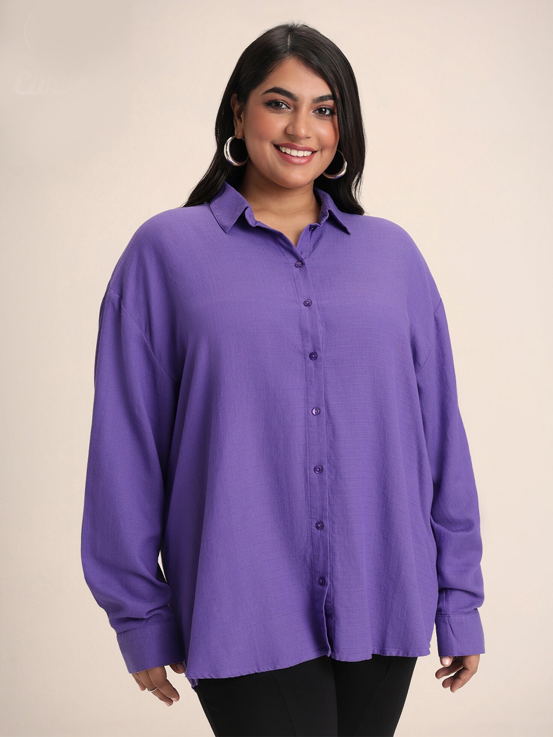 

20Dresses Women Purple Boxy Opaque Casual Shirt