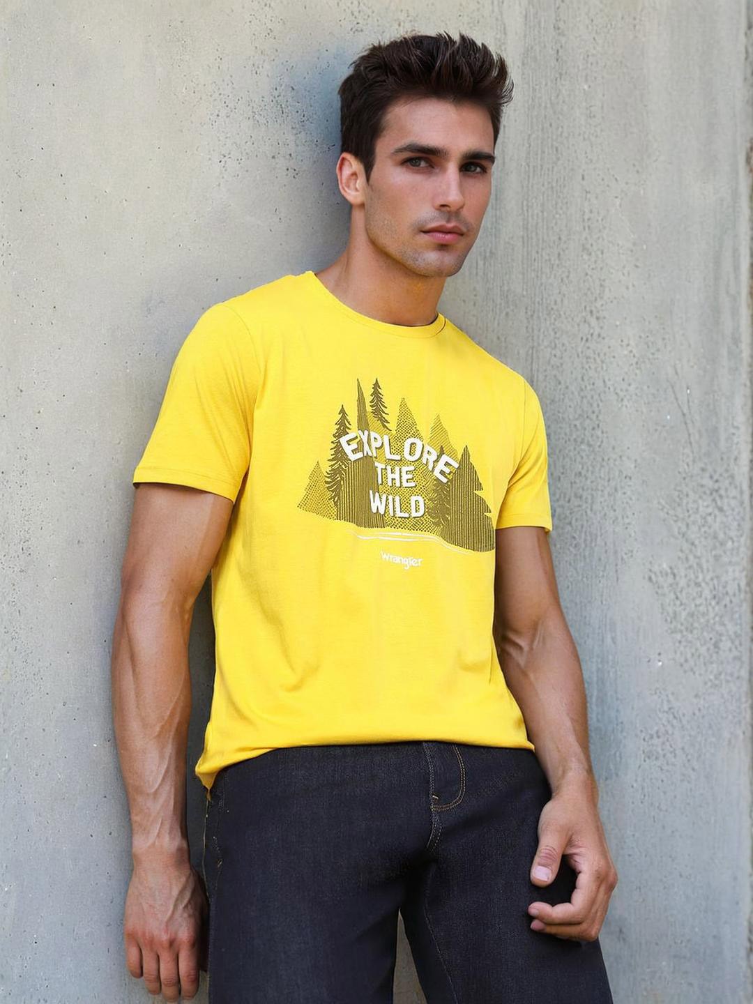 

Wrangler Typography Printed Cotton T-Shirt, Yellow