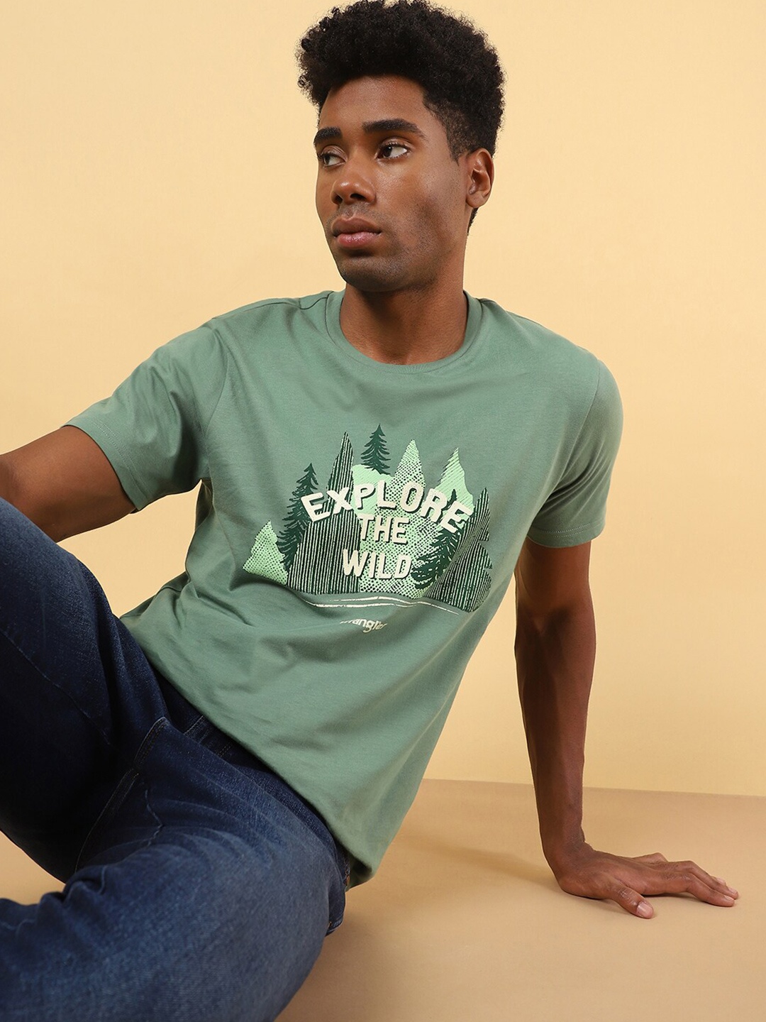 

Wrangler Typography Printed Cotton T-Shirt, Green