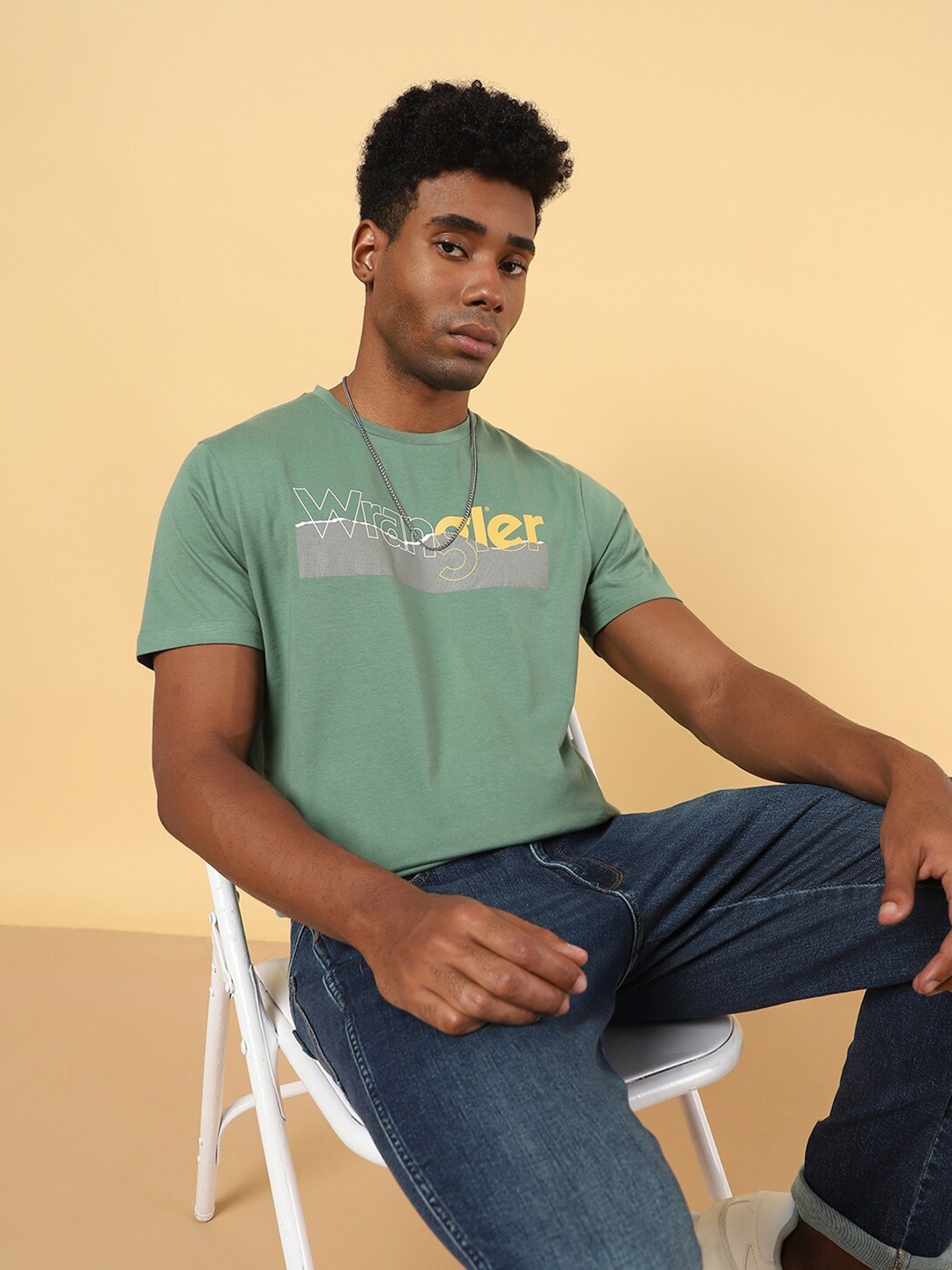 

Wrangler Typography Printed Round Neck Cotton T-shirt, Green