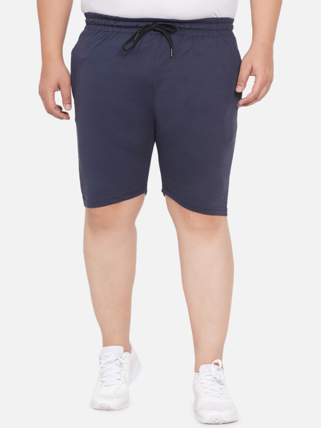 Santonio Plus Size Men Mid-Rise Pure Cotton Shorts, Navy blue