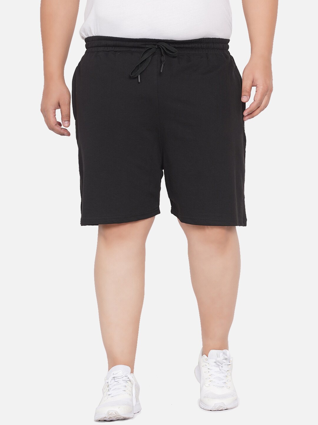 

Santonio Plus Size Men Mid-Rise Pure Cotton Shorts, Black