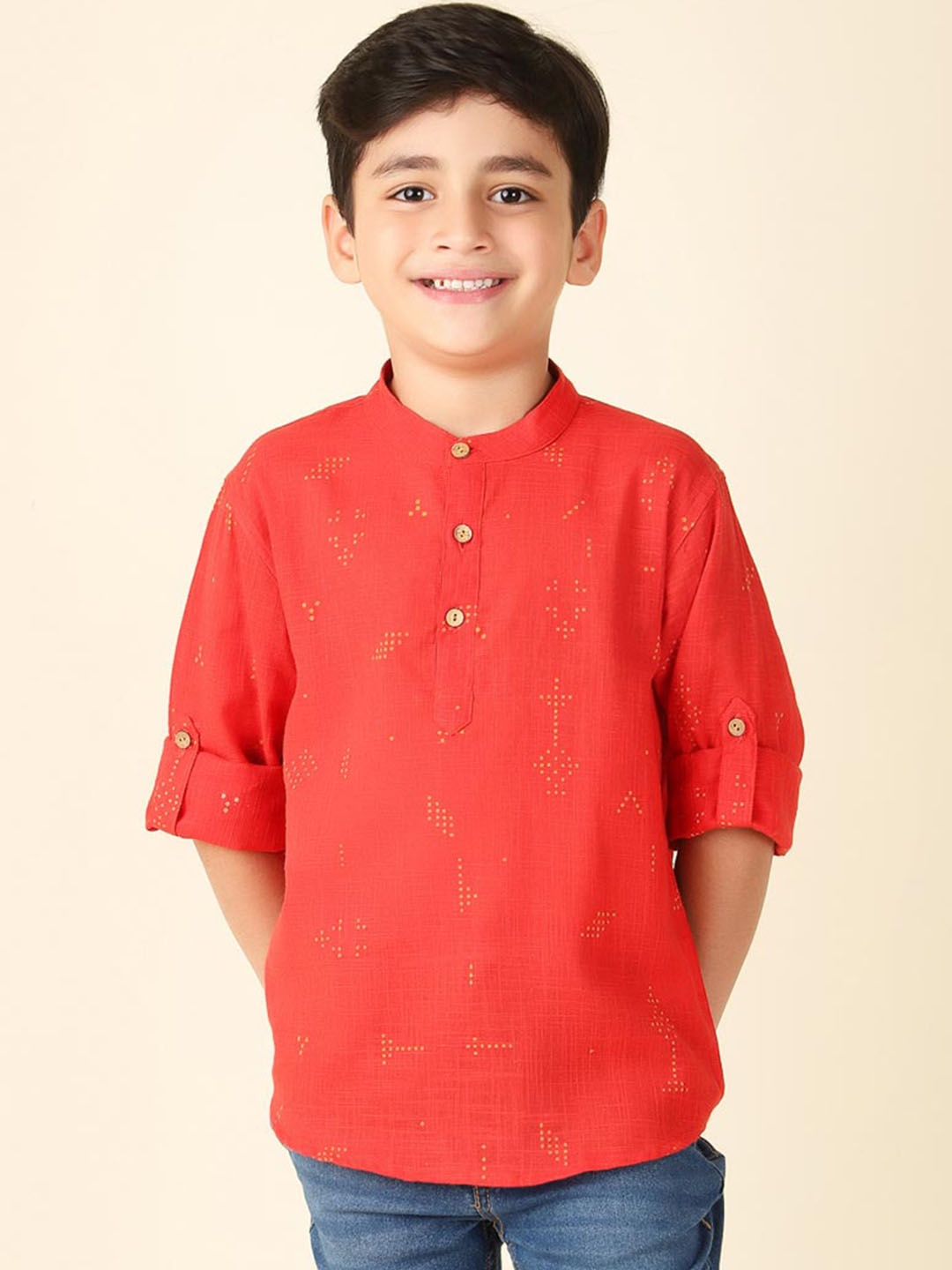

Fabindia Boys Pure Cotton Straight Kurta, Red