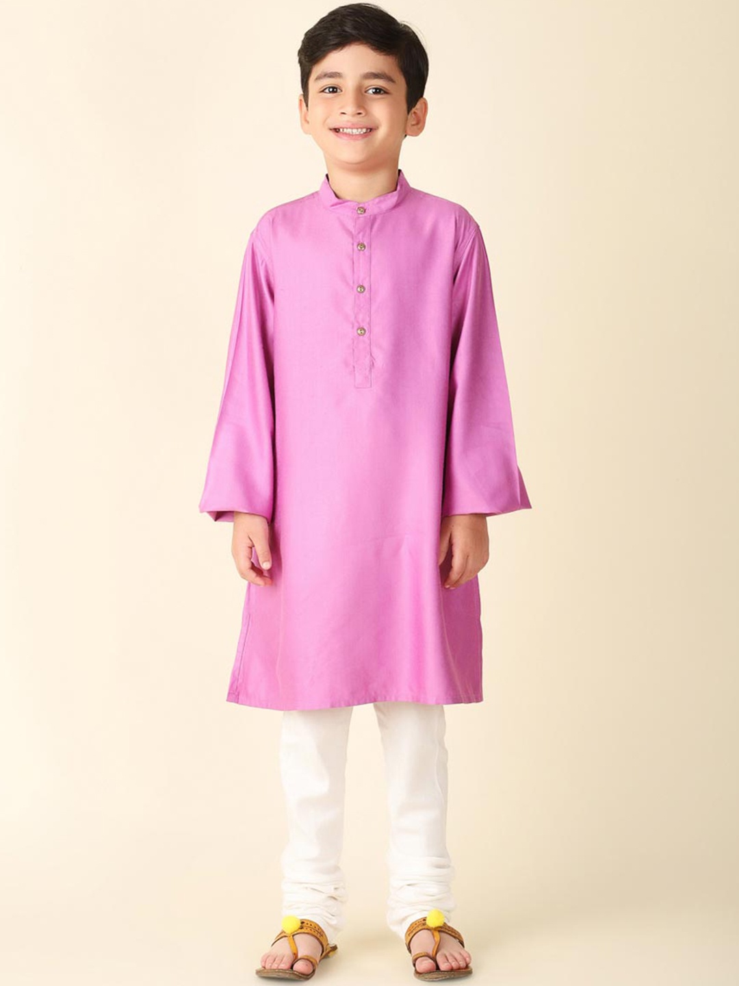 

Fabindia Boys Ethnic Motifs Regular Kurta With Churidar, Purple