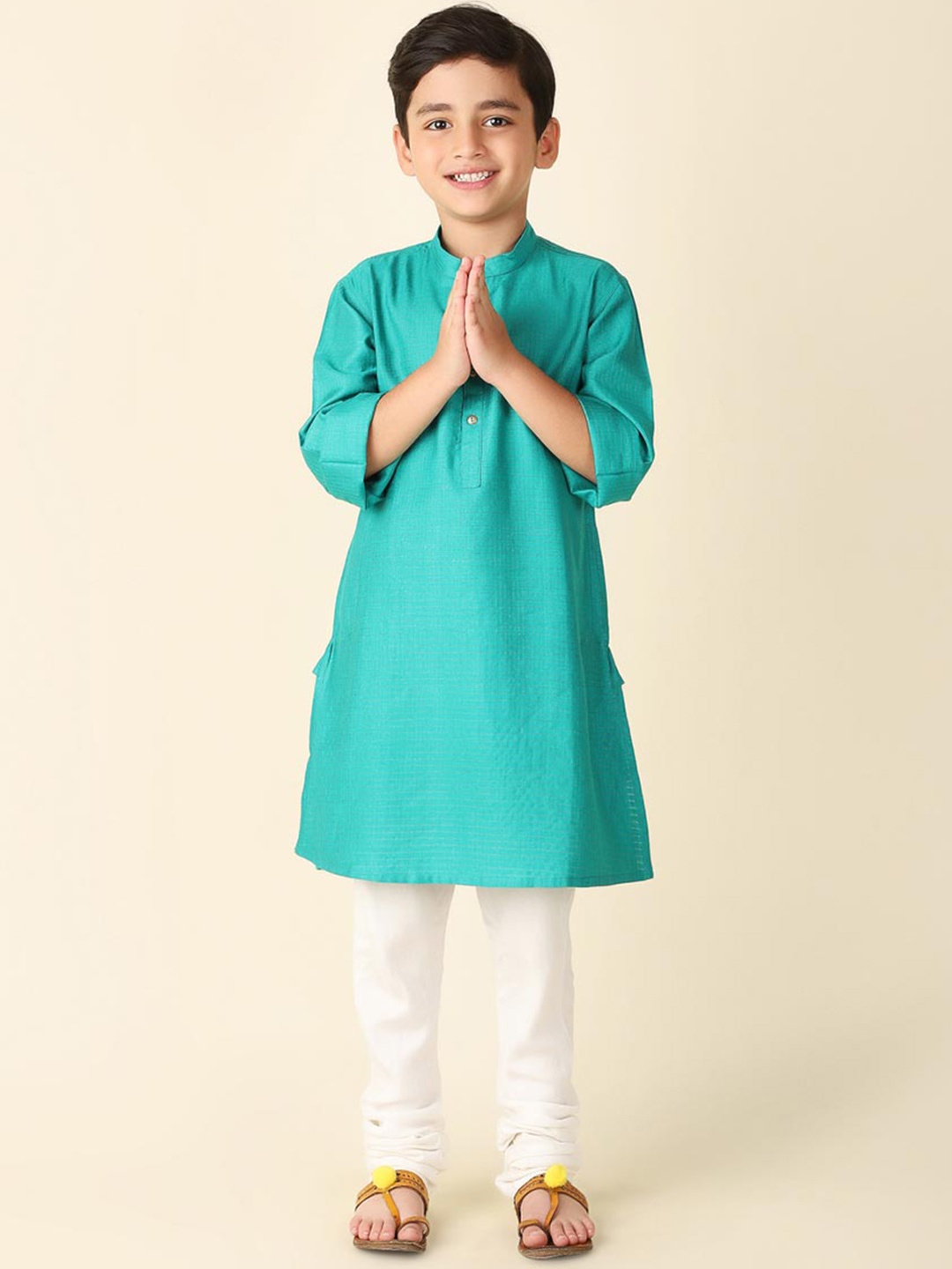 

Fabindia Boys Striped Pathani Kurta, Teal