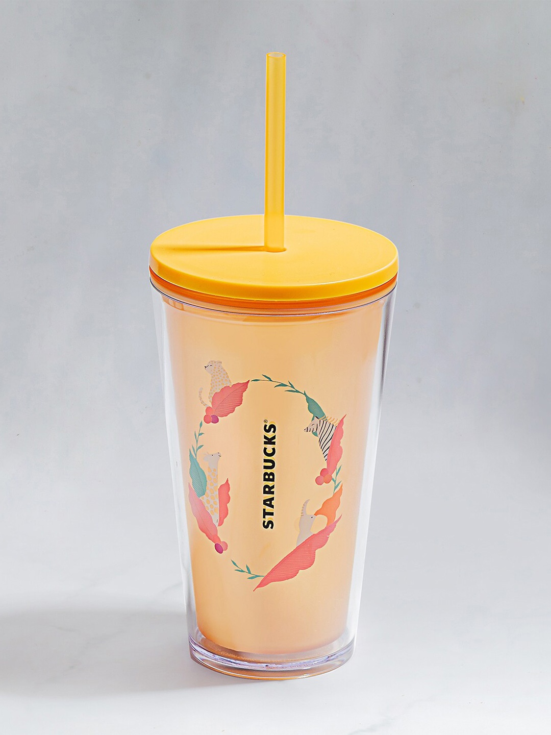 

Starbucks Yellow Savannah Animals Ring Plastic Cold Tumbler 473 ml