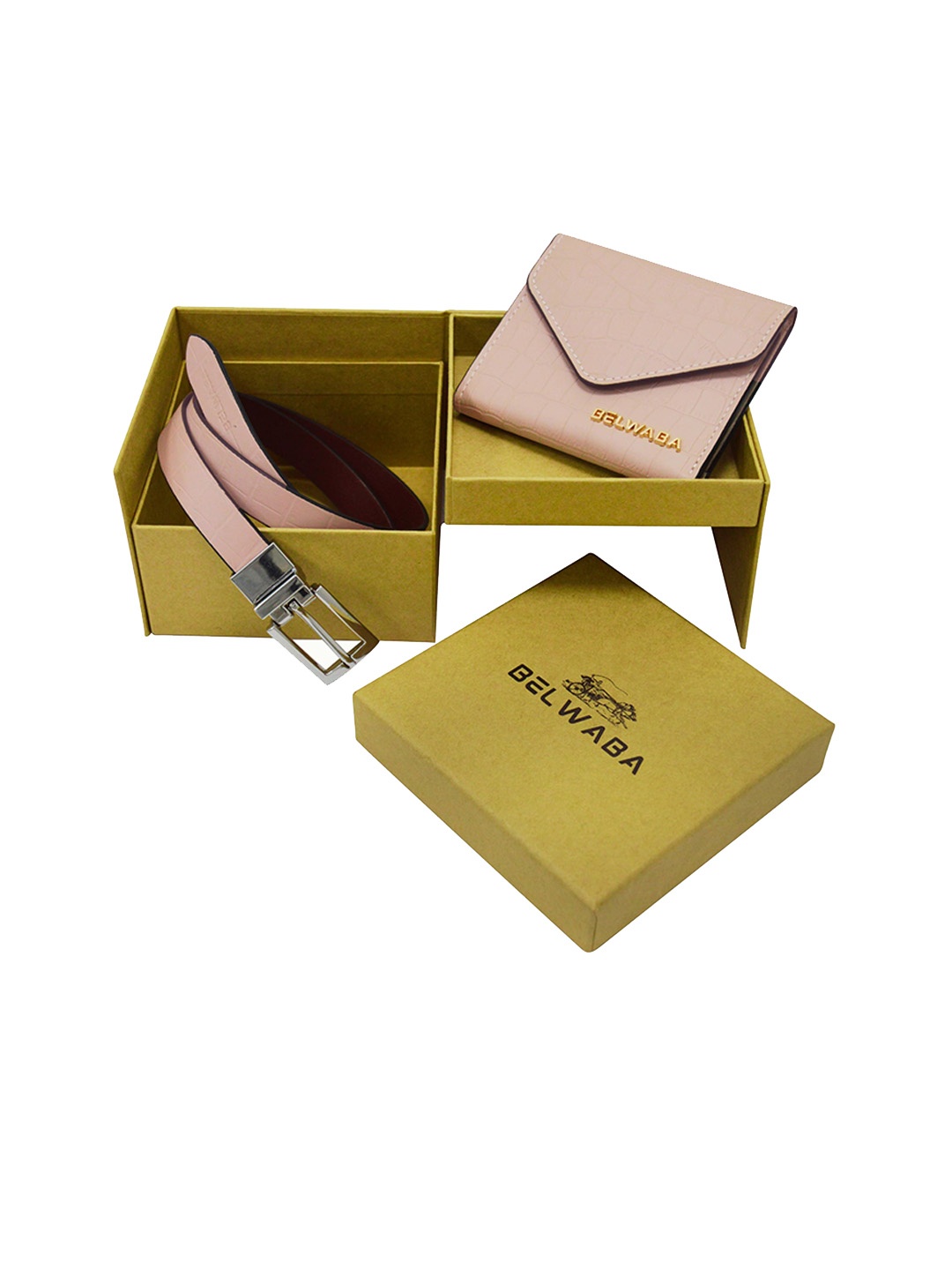 

Belwaba Women Set Of 2 Belt & Wallet Gift Set, Beige