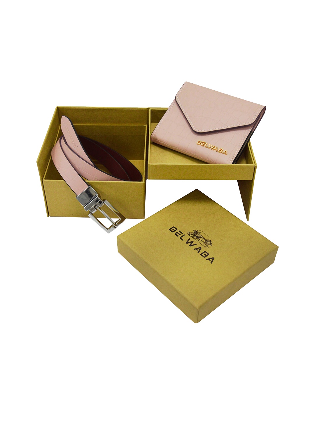 

Belwaba Women Set Of 2 Belt & Wallet Gift Set, Beige