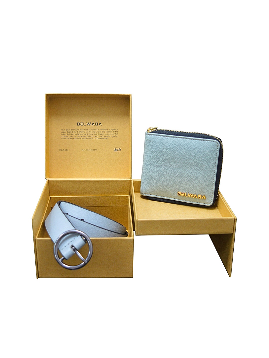 

Belwaba Women Belt & Wallet Gift Set, Grey