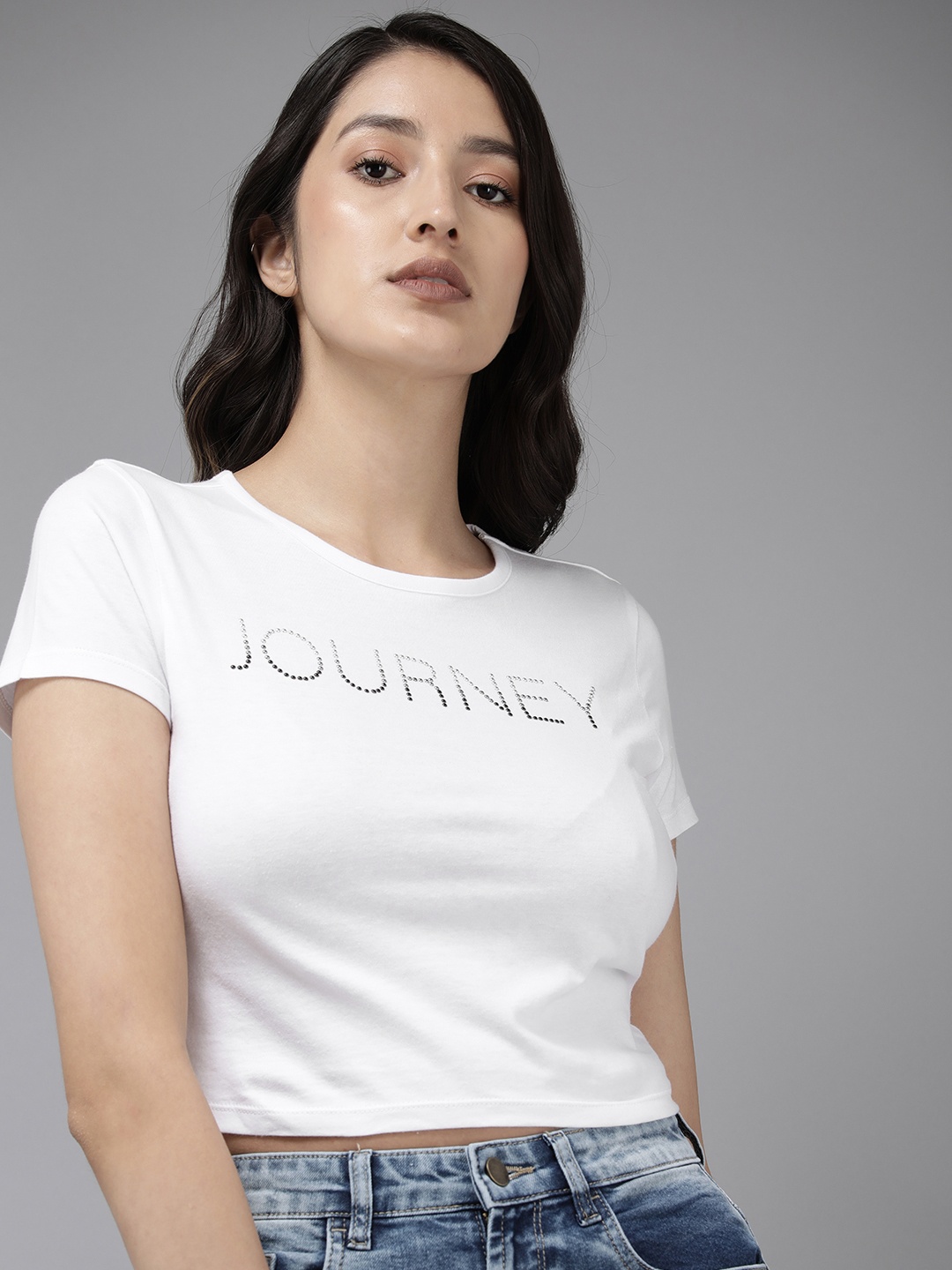 

Roadster Typography Embellished Slim Fit T-shirt, White