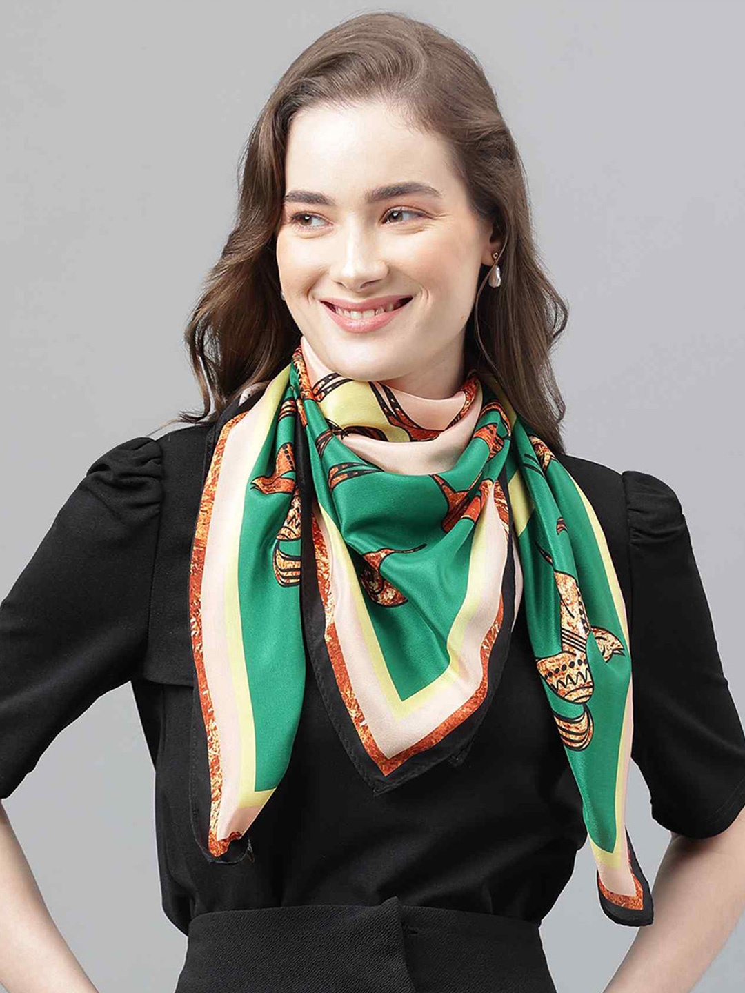 

Tossido Women Printed Novelty Scarf & Scarf Bag Set, Green