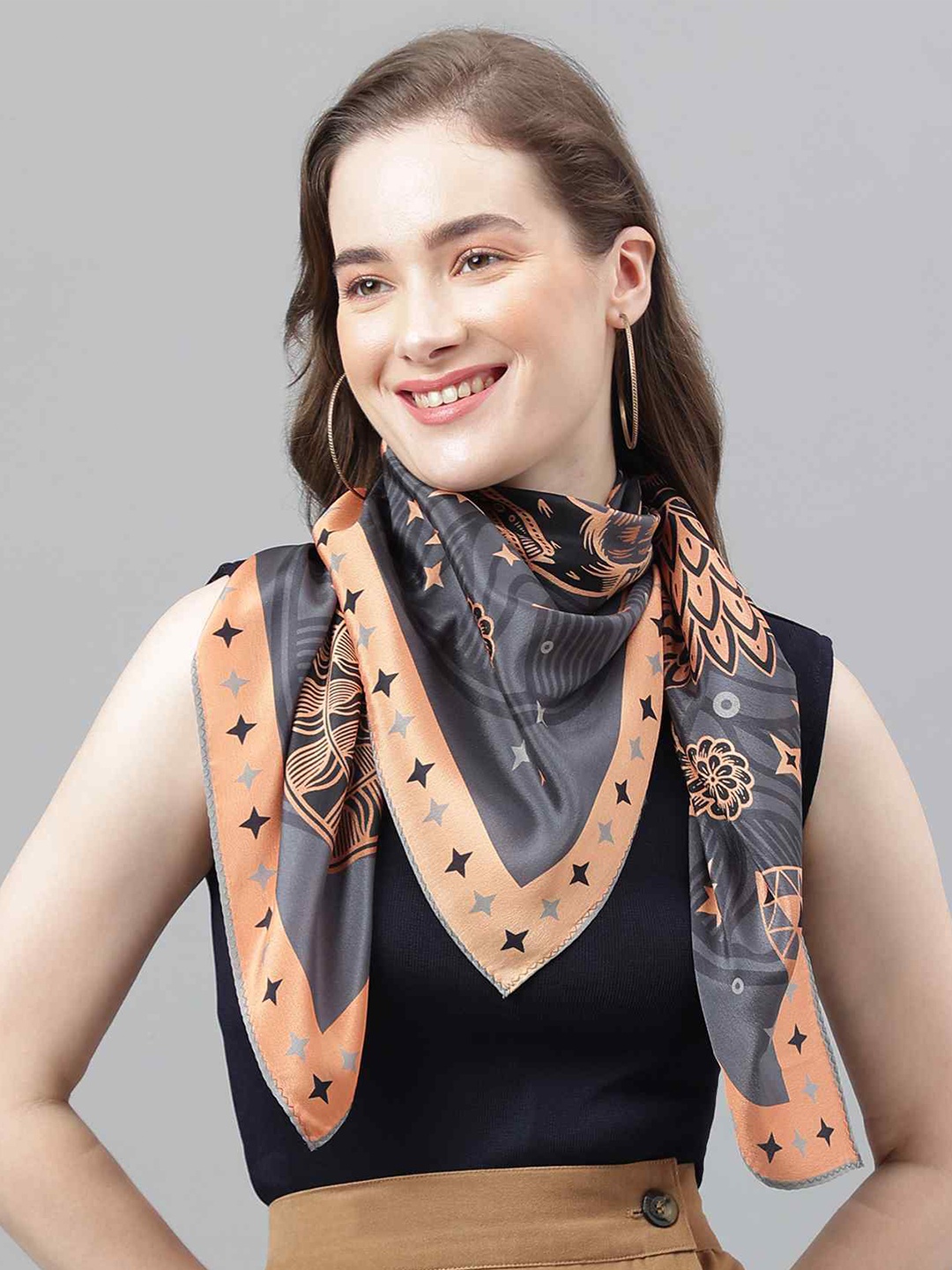 

Tossido Women Ethnic Motifs Printed Scarf, Grey