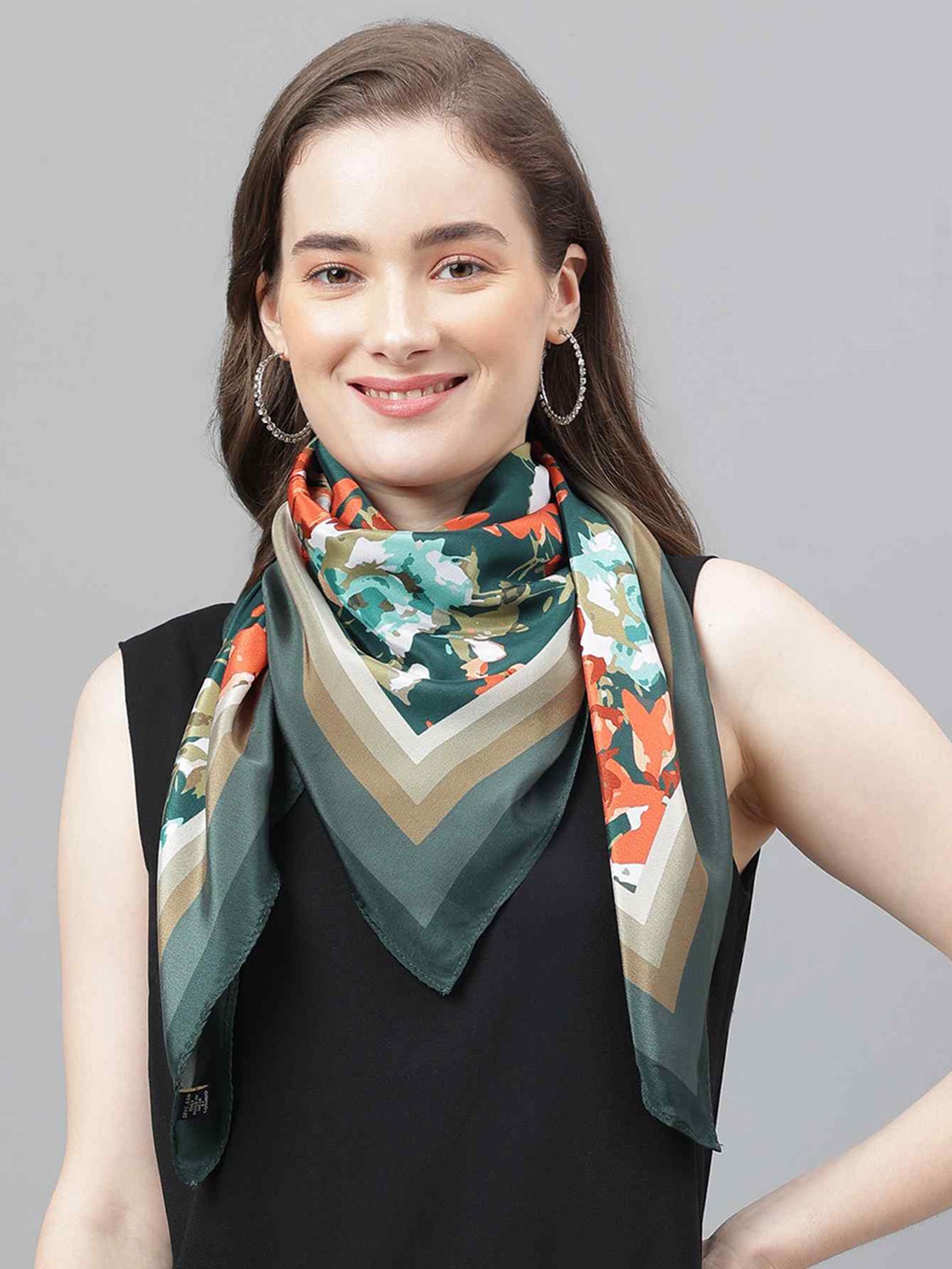 

Tossido Floral Printed Scarf & Scarf Bag Set, Green