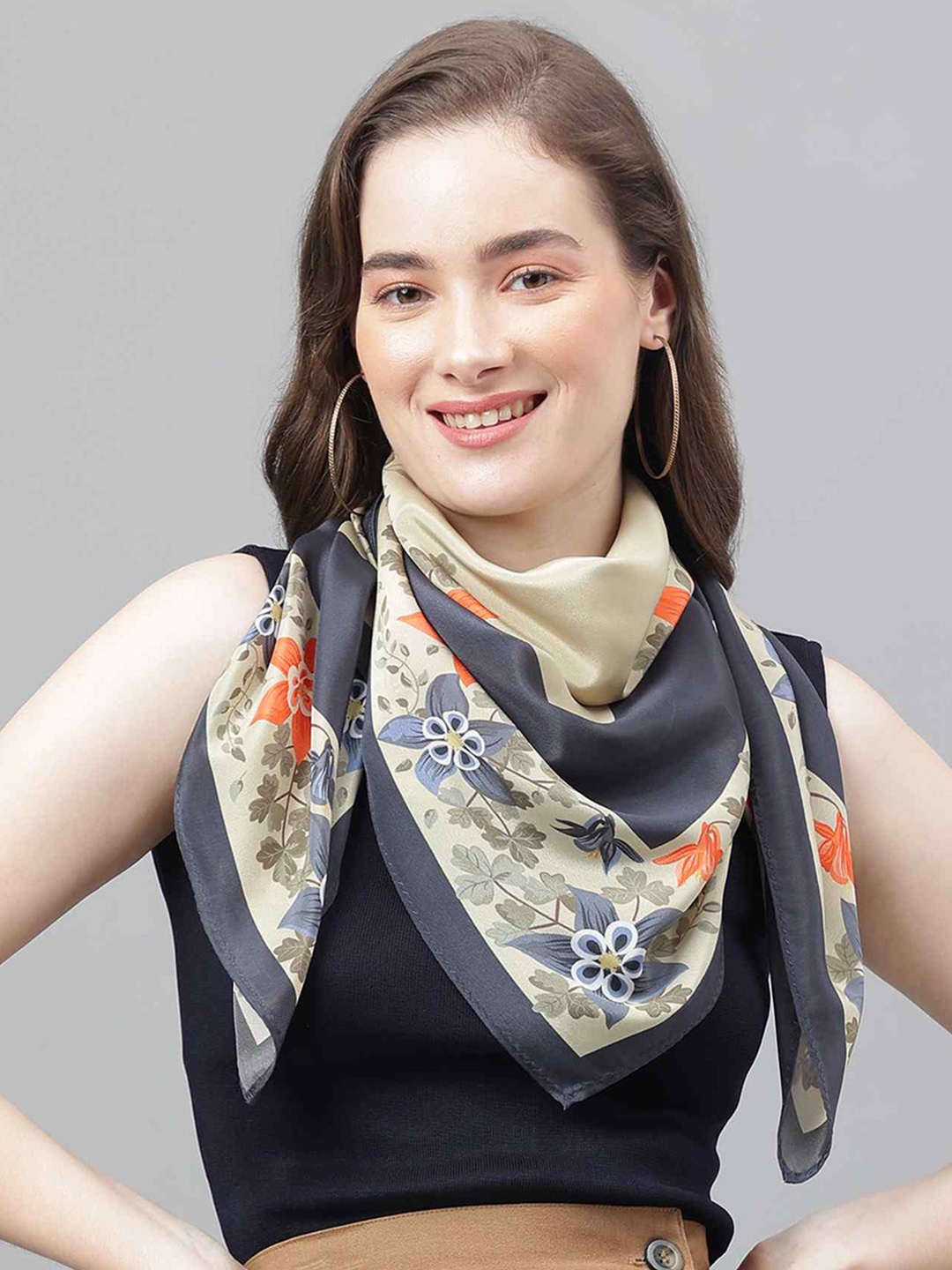 

Tossido Women Printed Floral Scarf & Scarf Bag Set, Green