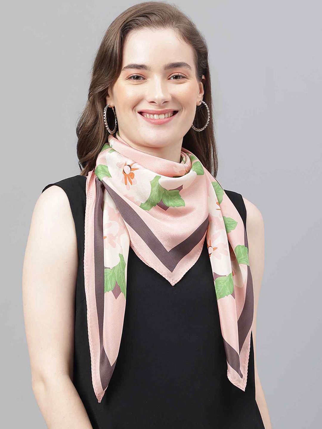 

Tossido Women Printed Floral Scarf & Scarf Bag Set, Pink