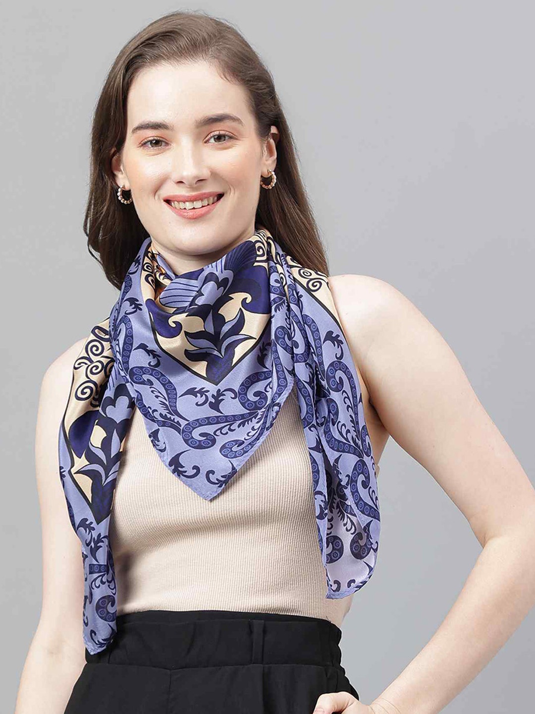 

Tossido Women Printed Floral Scarf & Scarf Bag Set, Purple