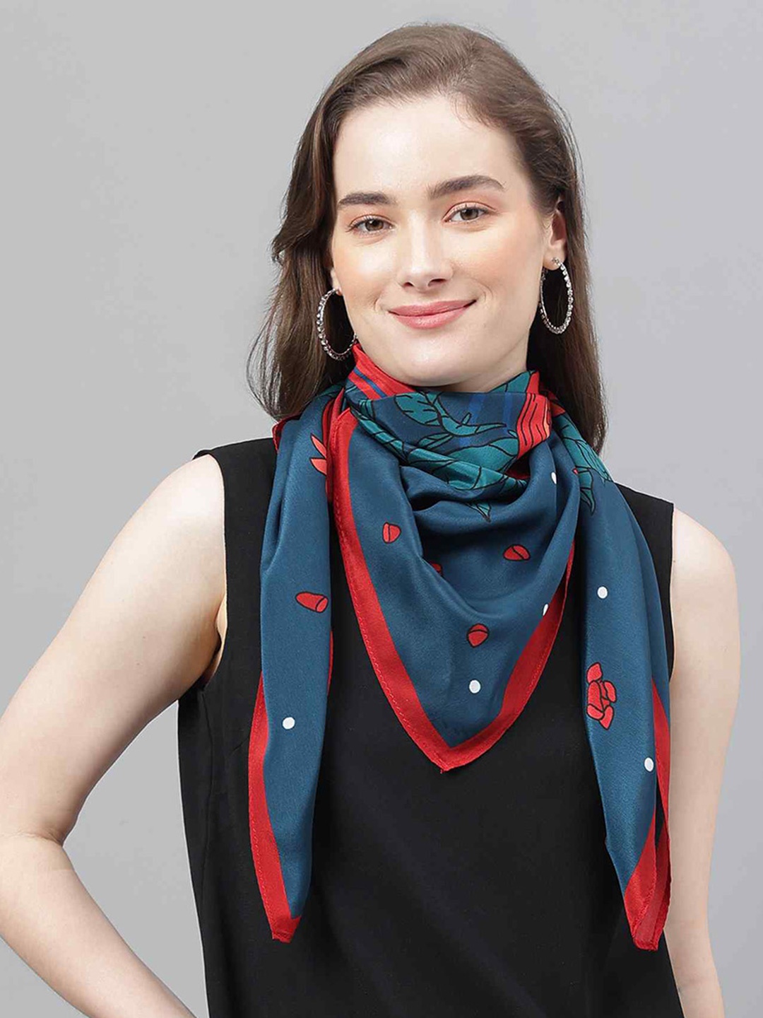 

Tossido Women Floral Printed Scarf & Scarf Bag Set, Blue