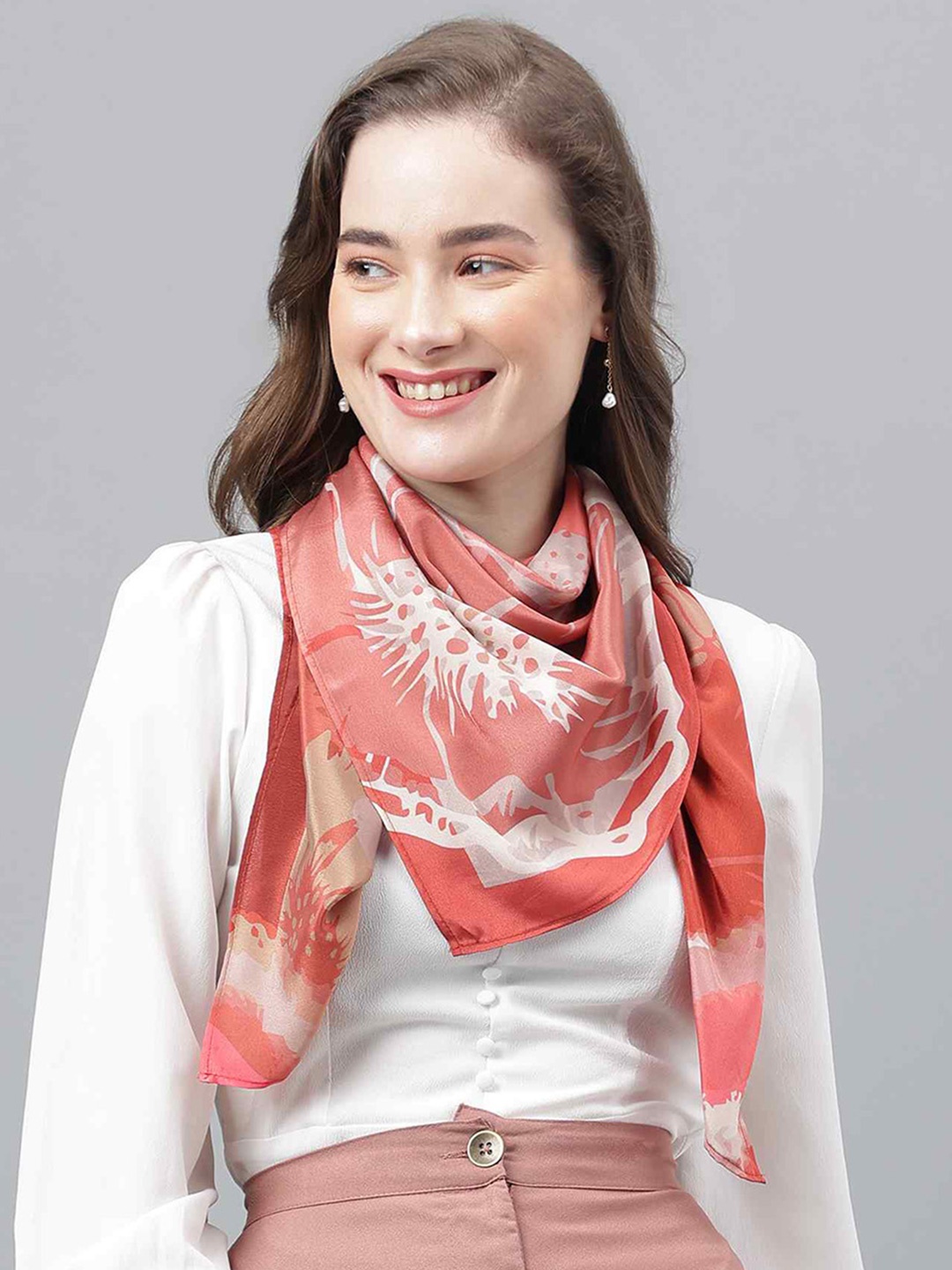 

Tossido Women Floral Printed Scarf & Scarf Bag Set, Peach