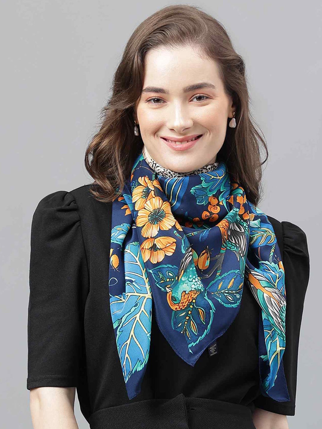 

Tossido Women Floral Printed Scarf & Scarf Bag Set, Blue