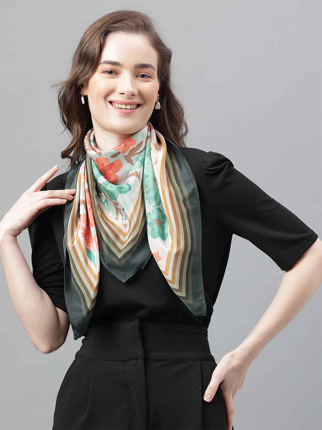 

Tossido Floral Printed Scarf & Scarf Bag Set, Green