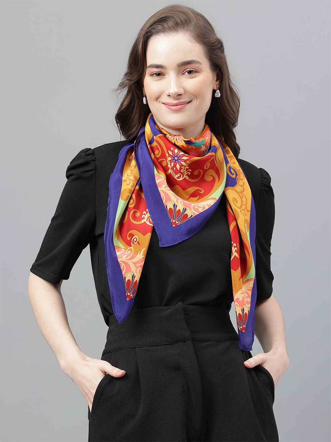 

Tossido Women Floral Printed Scarf & Scarf Bag Set, Purple