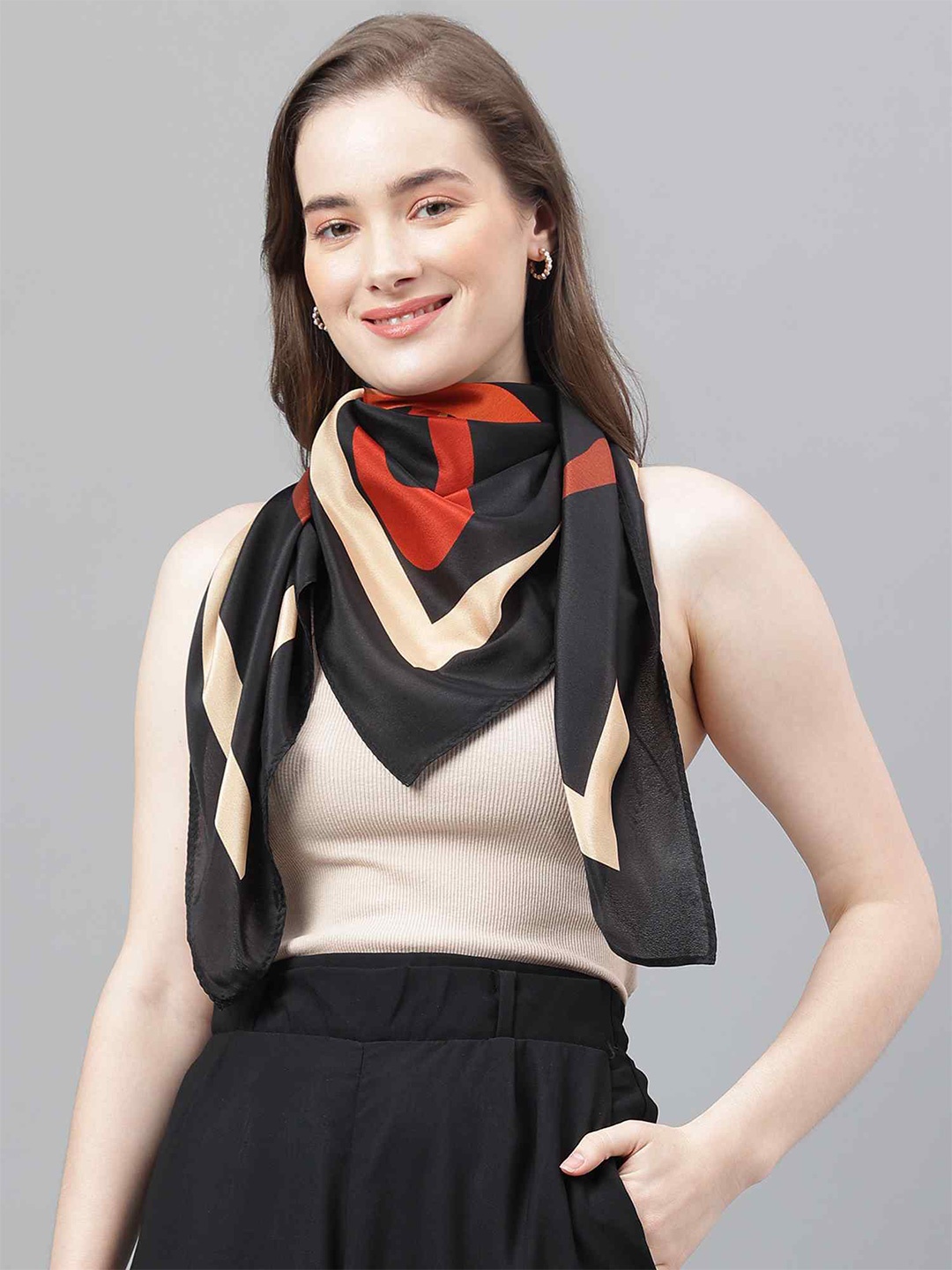 

Tossido Abstract Printed Scarf & Scarf Bag Set, Black