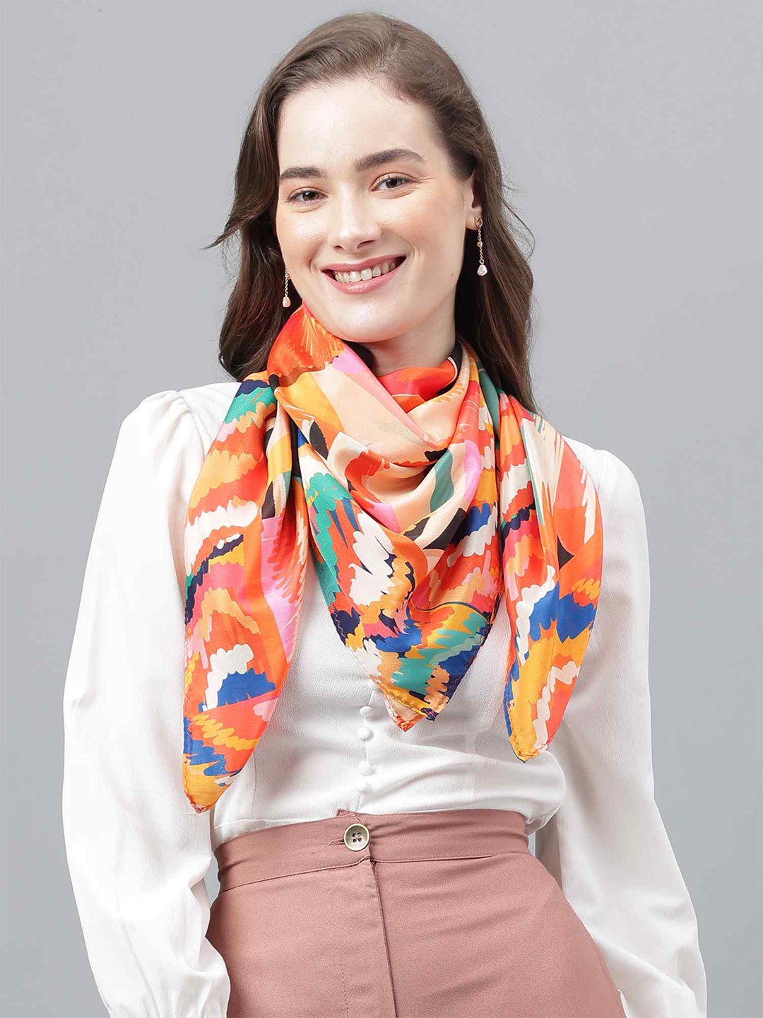 

Tossido Abstract Printed Scarf & Scarf Bag Set, White