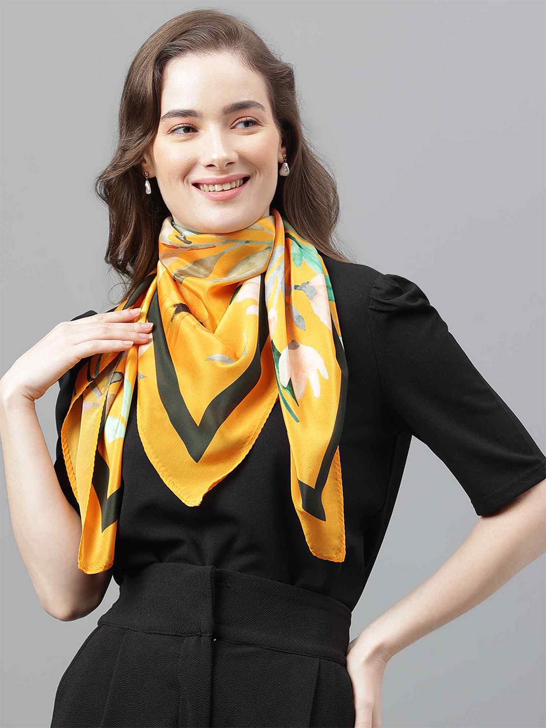 

Tossido Floral Printed Scarf & Scarf Bag Set, Yellow