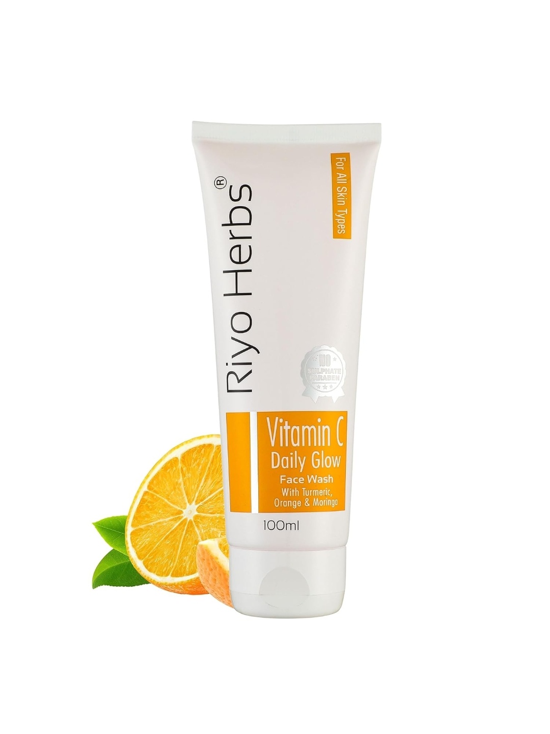 

Riyo Herbs Vitamin C Daily Glow Face Wash with Turmeric - Orange & Moringa - 100ml, Yellow
