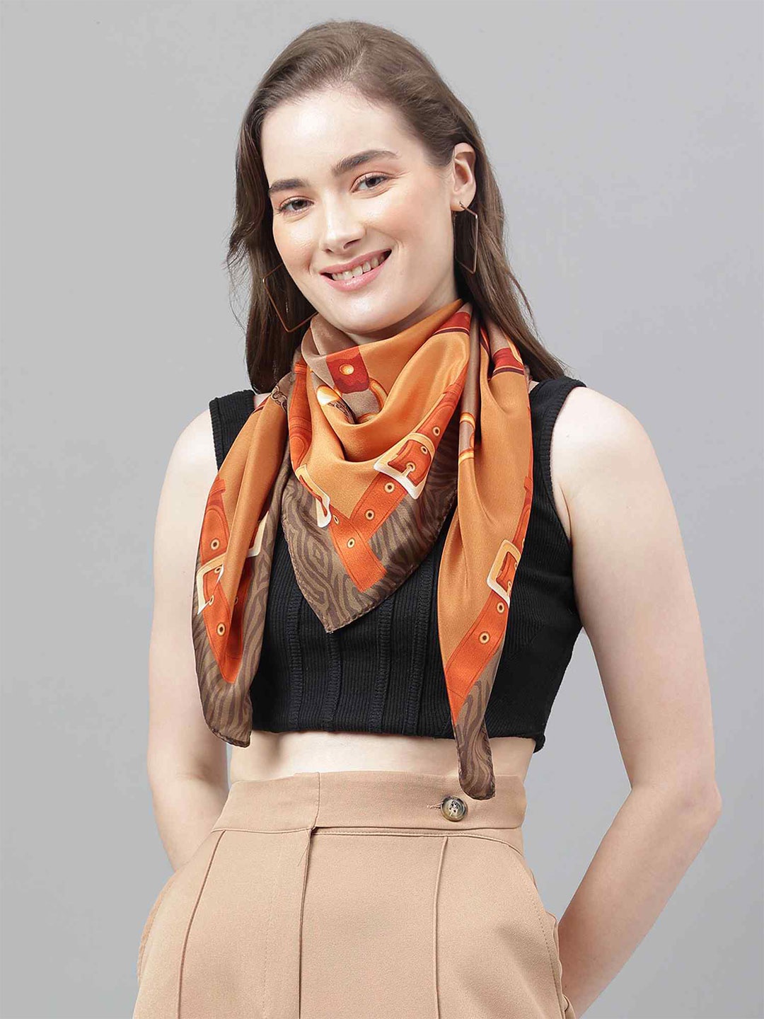 

Tossido Women Printed Scarf & Scarf Bag Set, Brown
