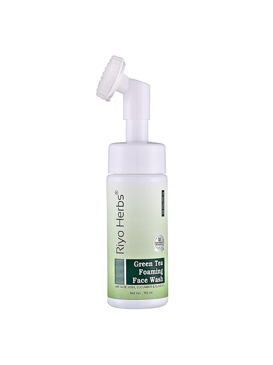 

Riyo Herbs Green Tea Foaming Face Wash with Aloe Vera, Cucumber & Clove Oil - 150ml