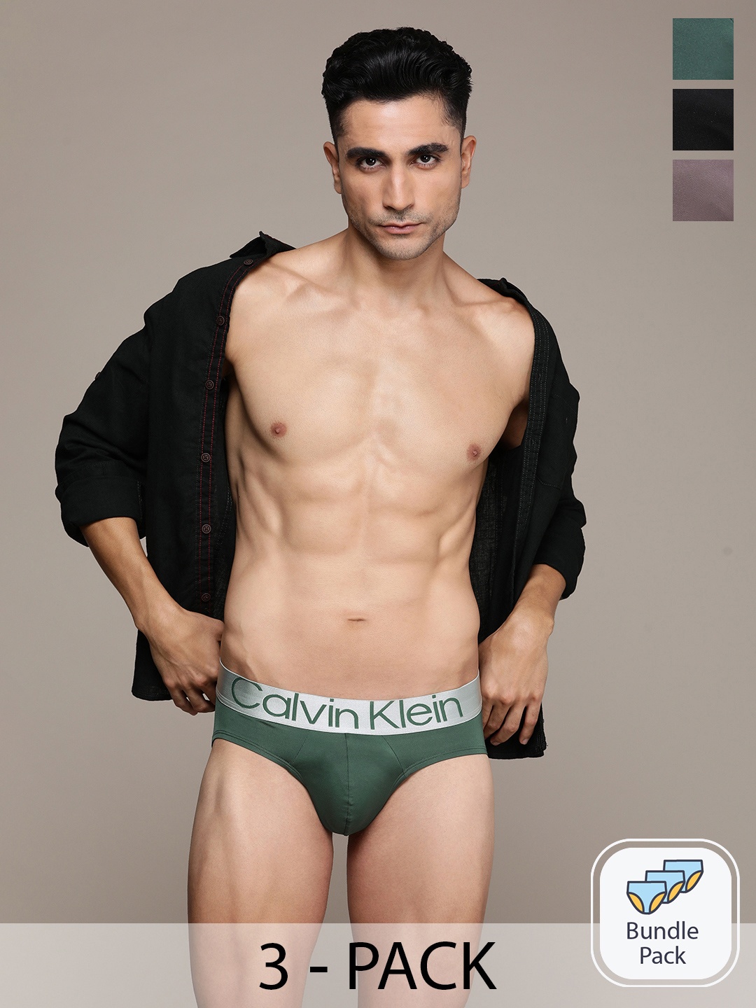 

Calvin Klein Underwear Men Pack Of 3 Mid-Rise Solid Briefs NB3073GIA, Mauve