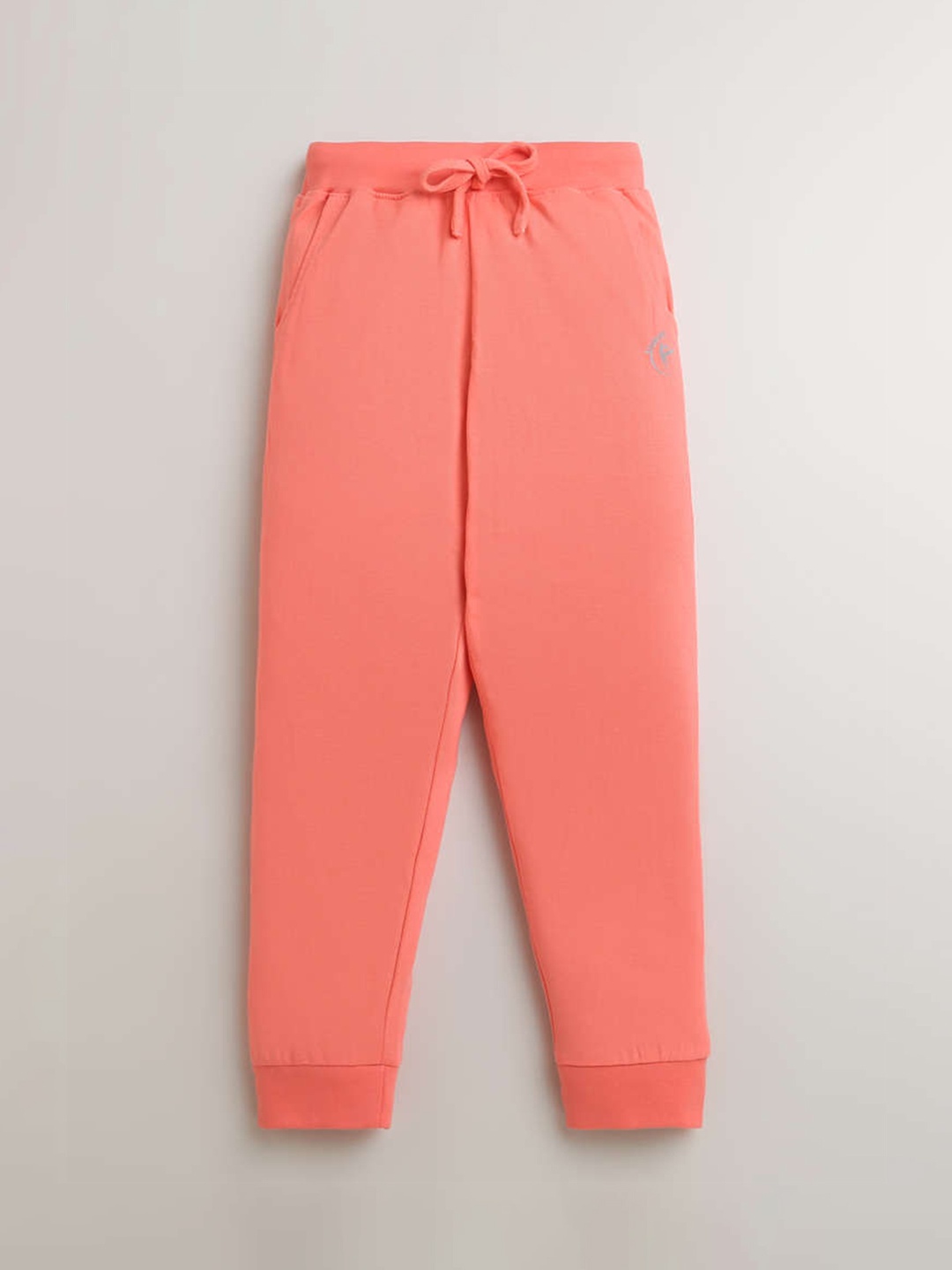 

KiddoPanti Kids Mid-Rise Pure Cotton Joggers, Coral