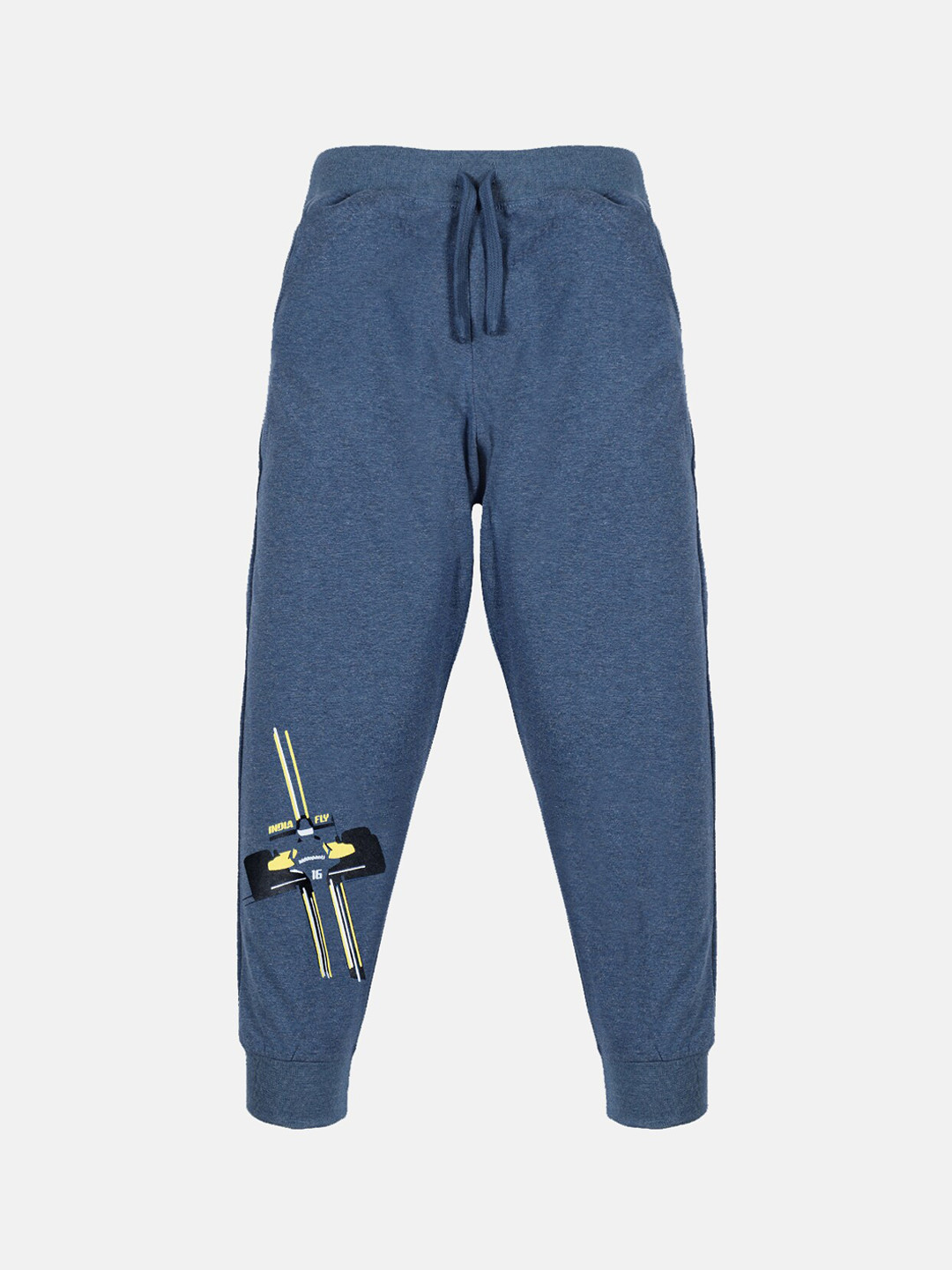 

KiddoPanti Boys Racing Car Printed Mid-Rise Pure Cotton Joggers, Blue
