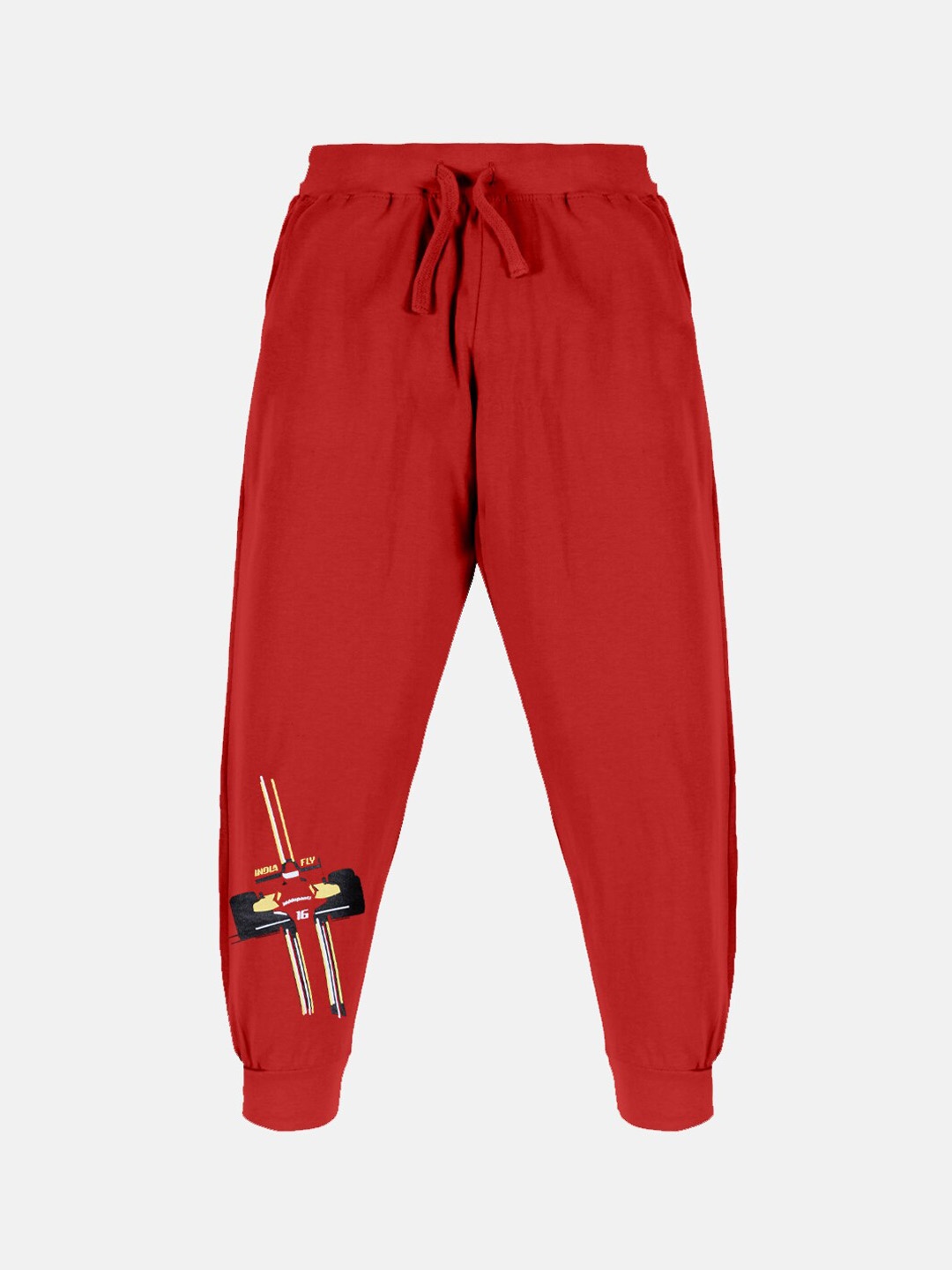 

KiddoPanti Boys Graphic Printed Pure Cotton Joggers, Red